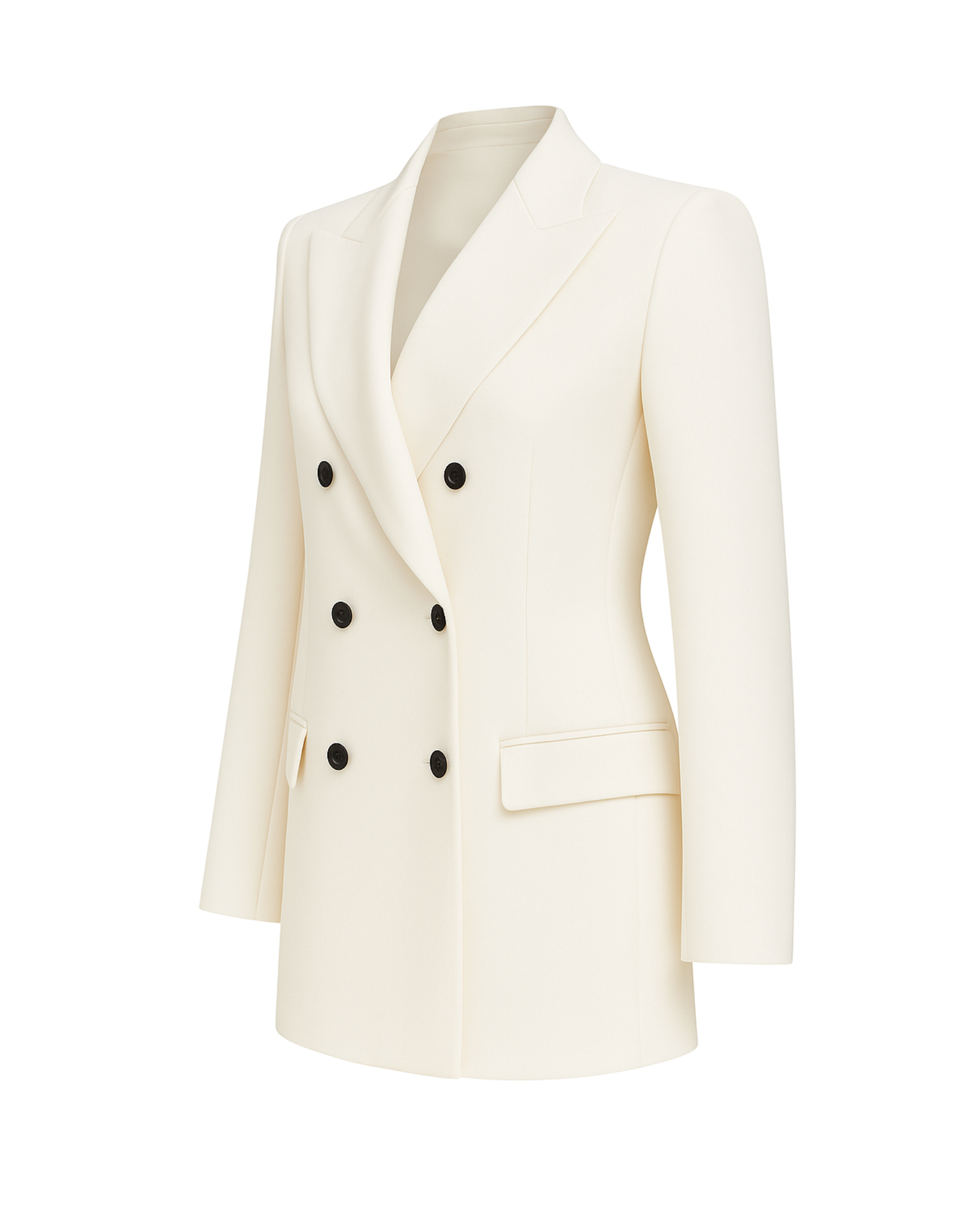 Tailory ivory double-breasted peak-lapel blazer side view