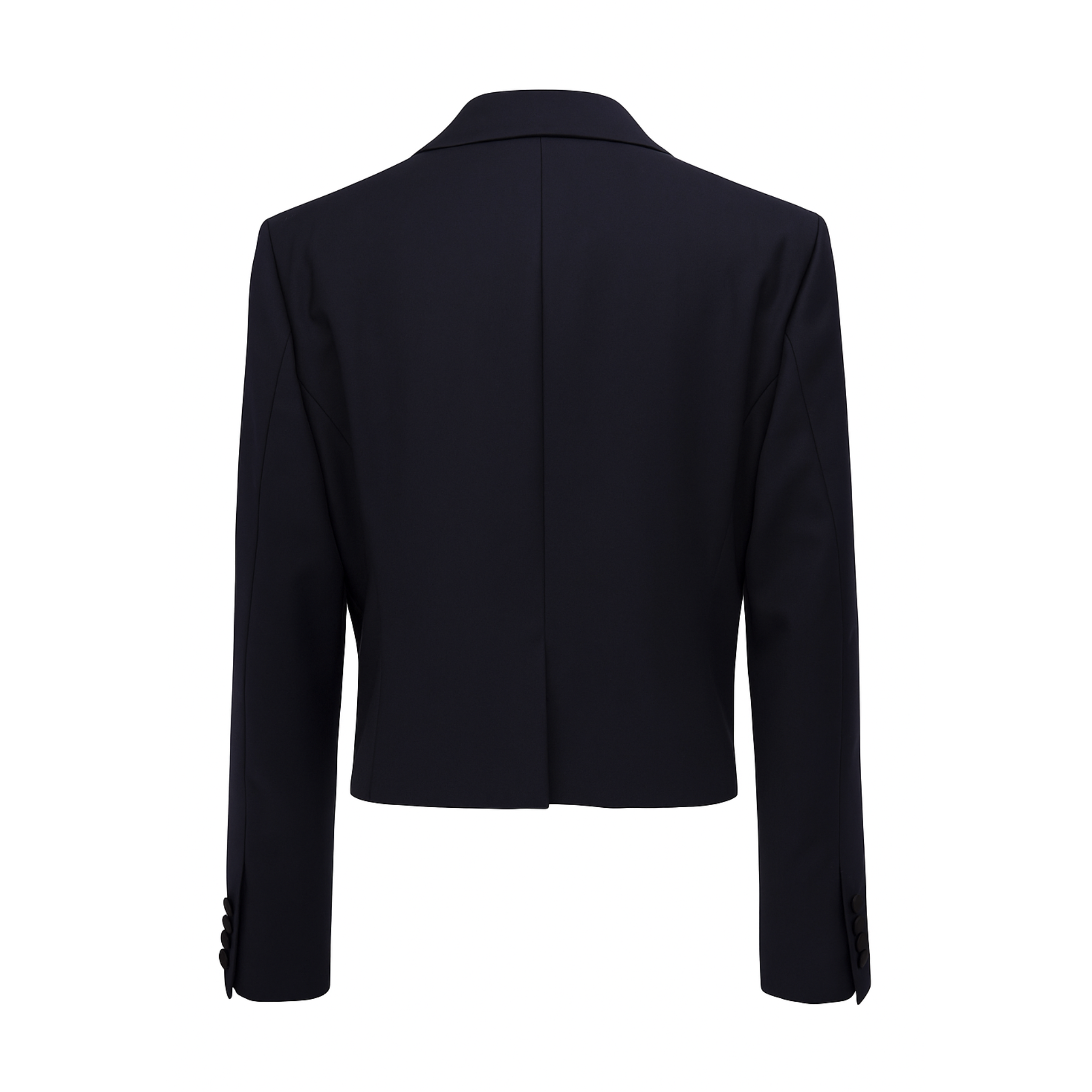 Tailory navy cropped tuxedo blazer back view