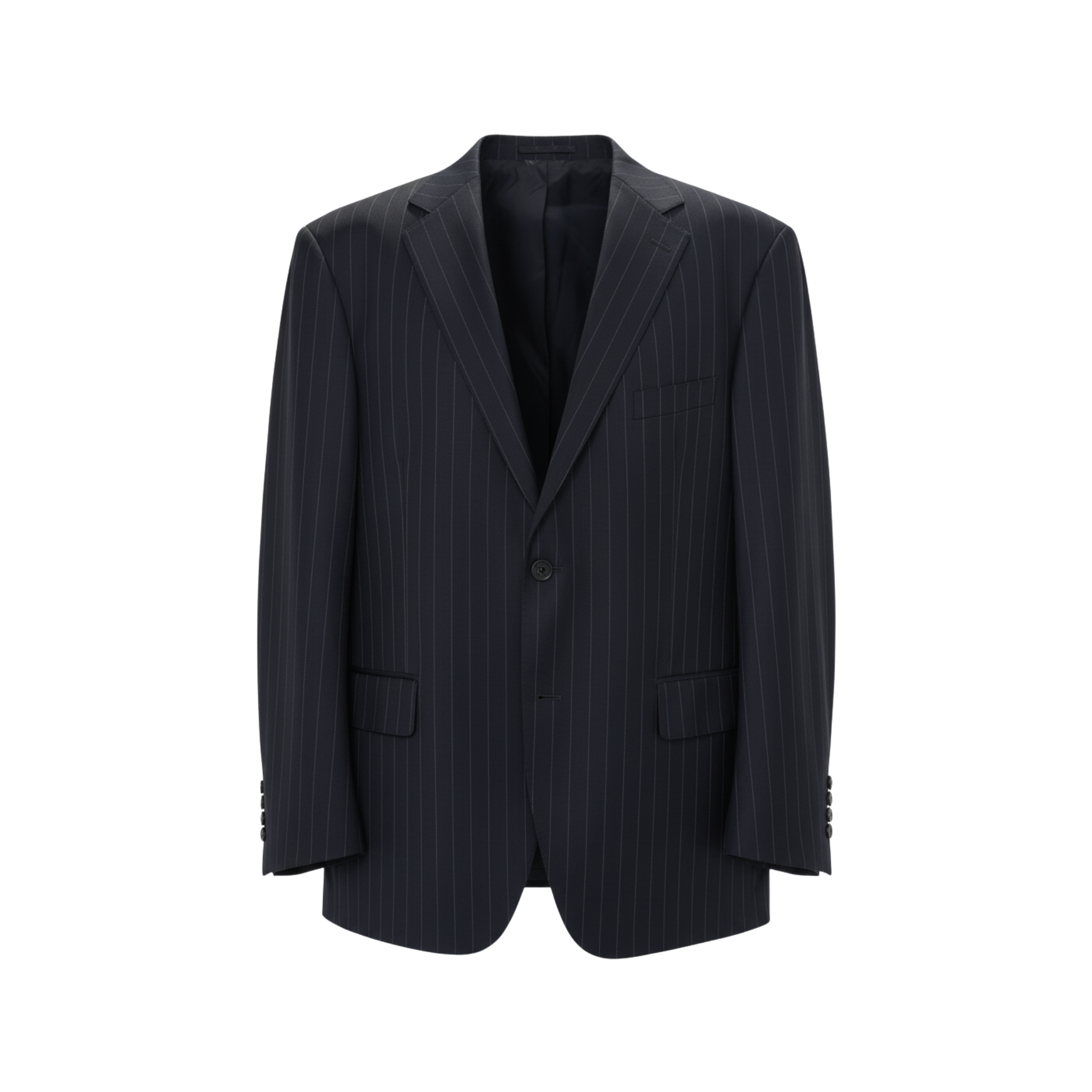 Tailory navy pinstripe two-button blazer front view