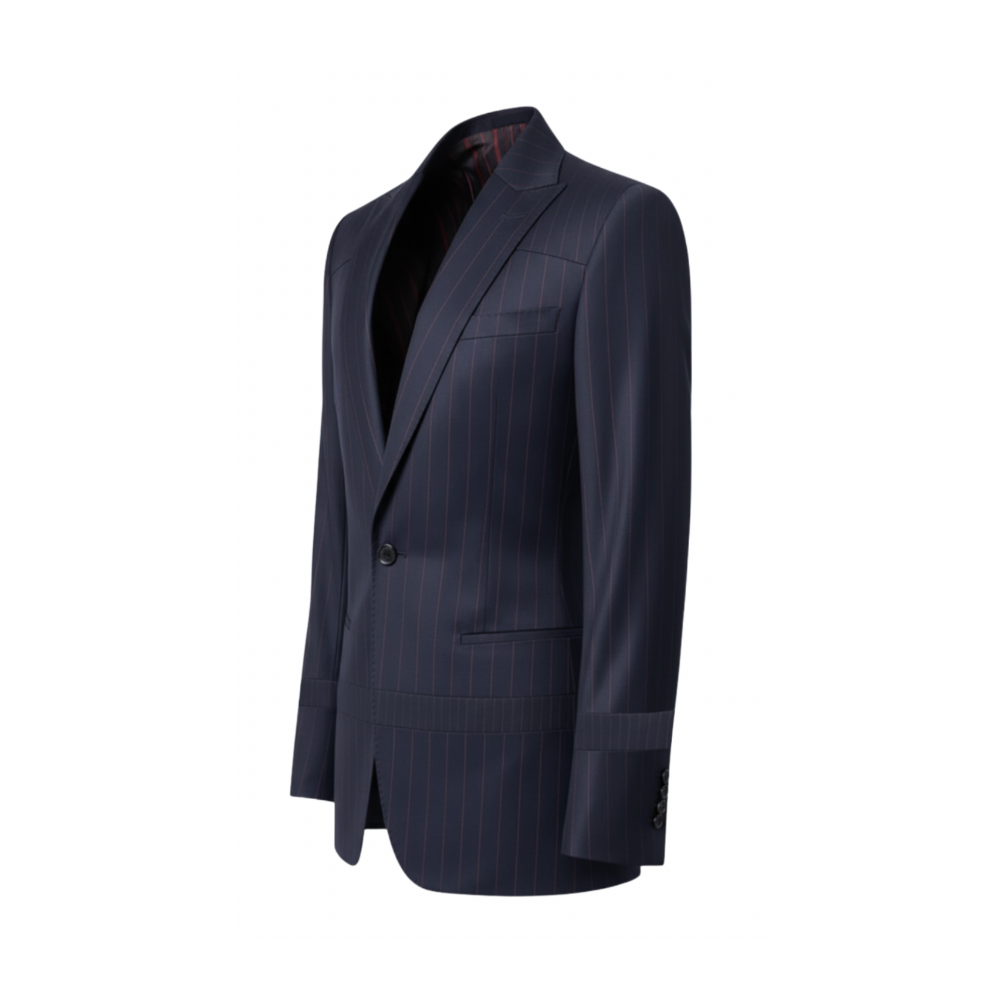 Tailory navy pinstriped blazer tailored side view