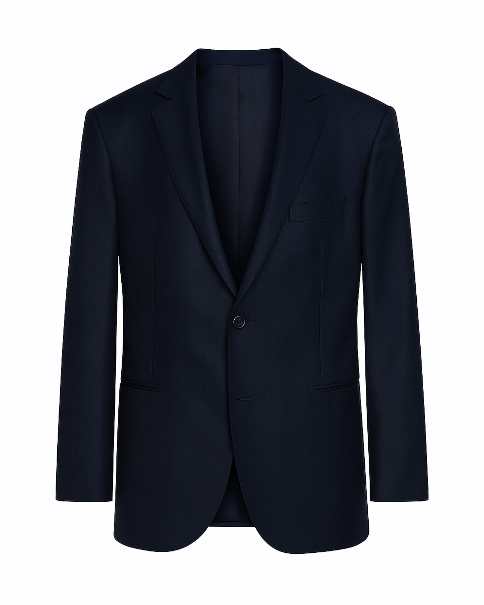 Tailory navy textured wool notch lapel blazer front view