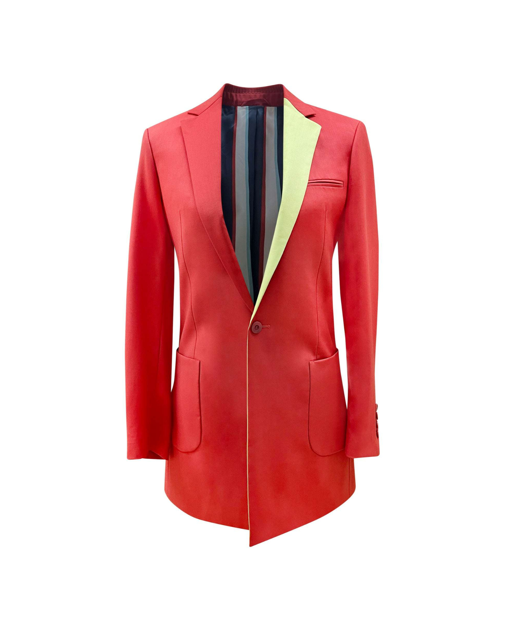 Tailory ruby red tailored blazer with contrast black lapel front view