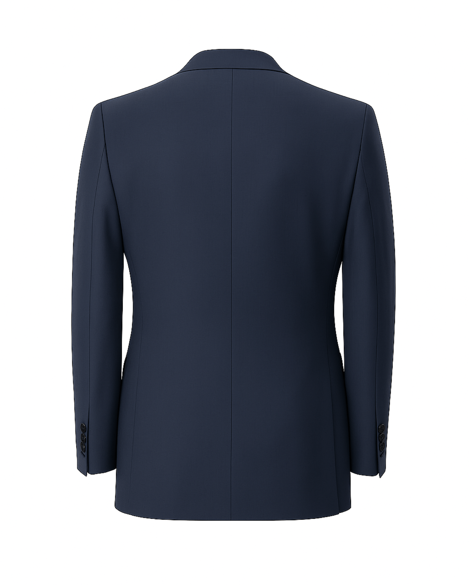 Tailory navy single-breasted wool blazer back view