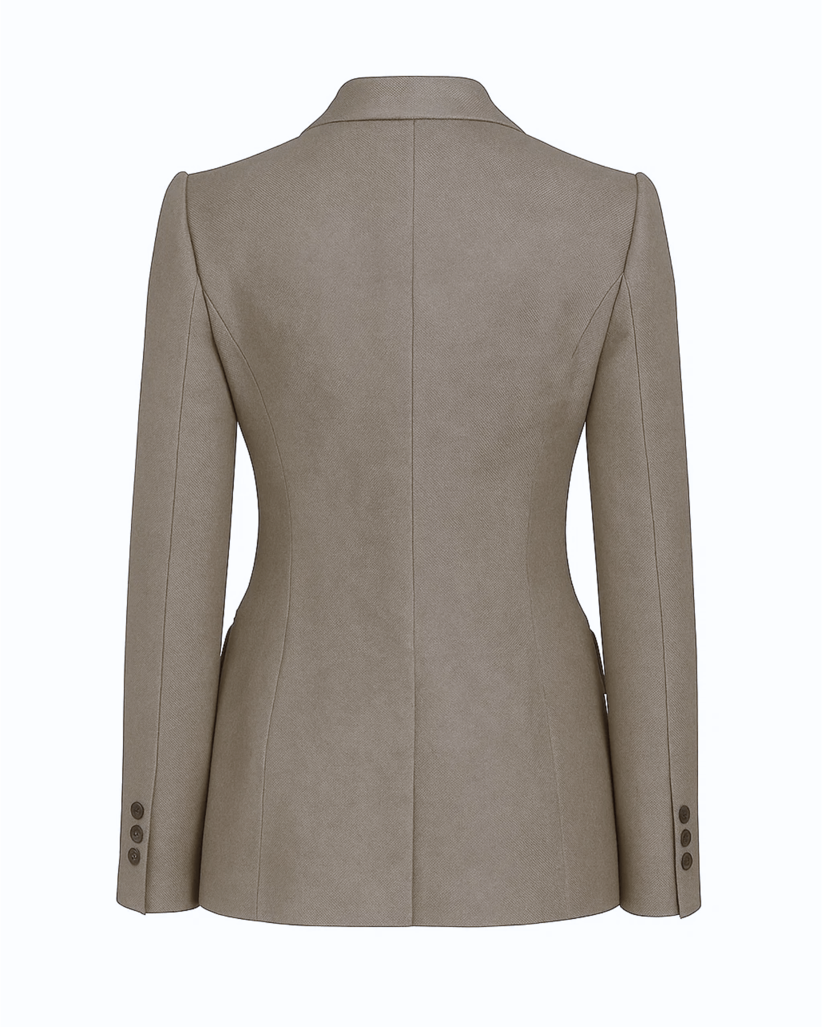 Tailory stone Loro Piana double-breasted blazer back view