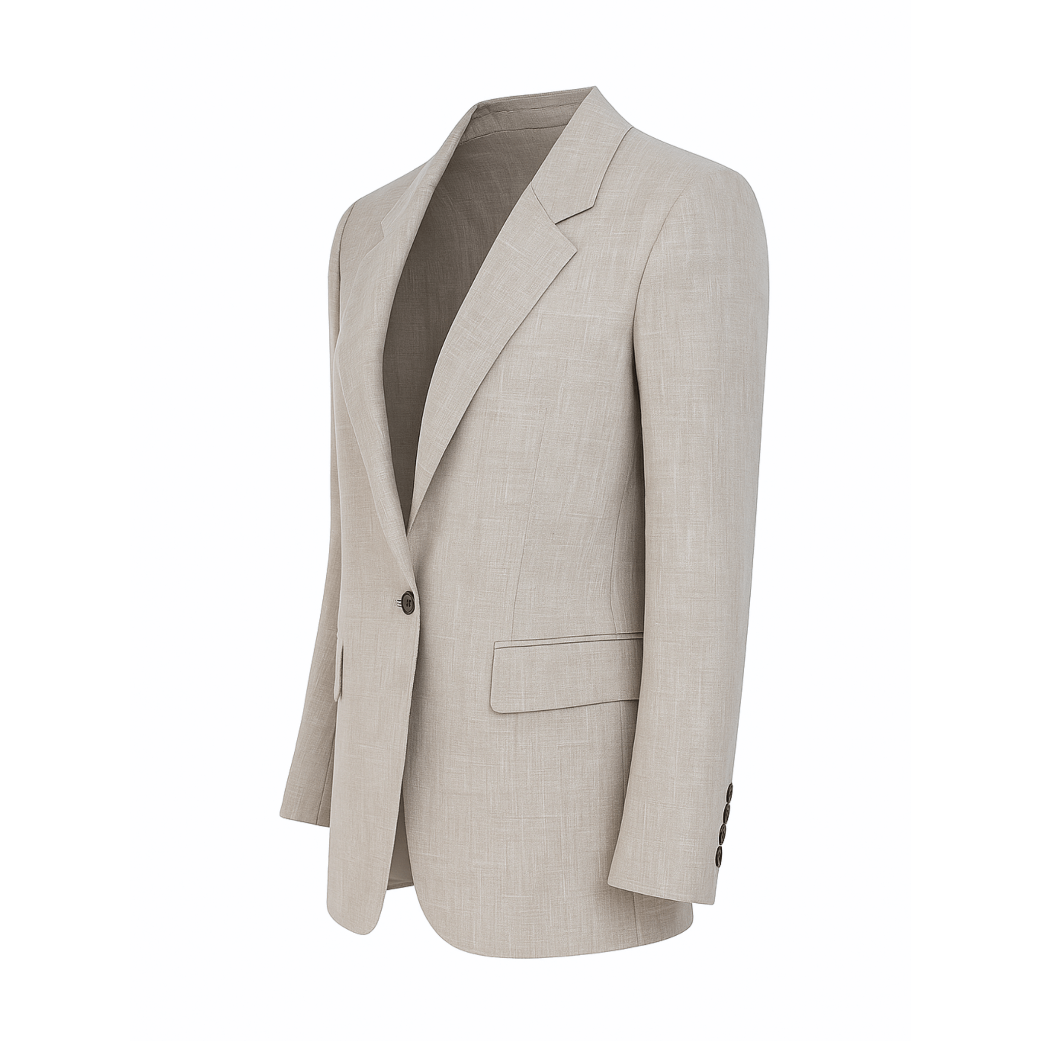 Tailory stone Loro Piana single-breasted summer blazer side view