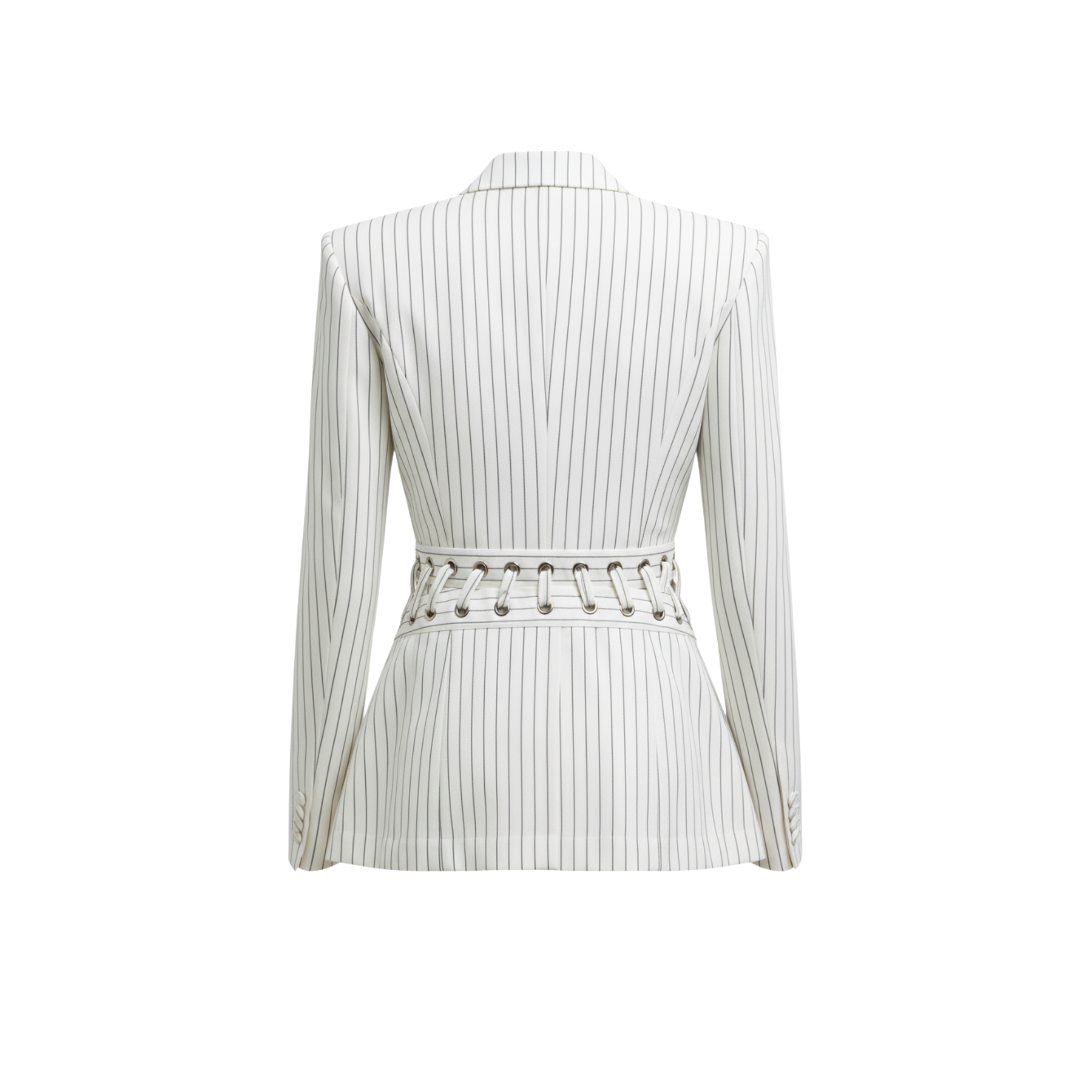 Tailory white deconstructed blazer with sculptural peplum back view