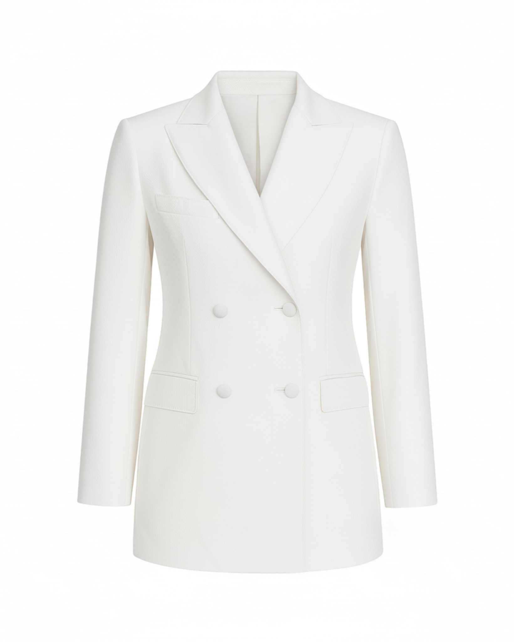 Tailory white peak lapel double-breasted blazer front view