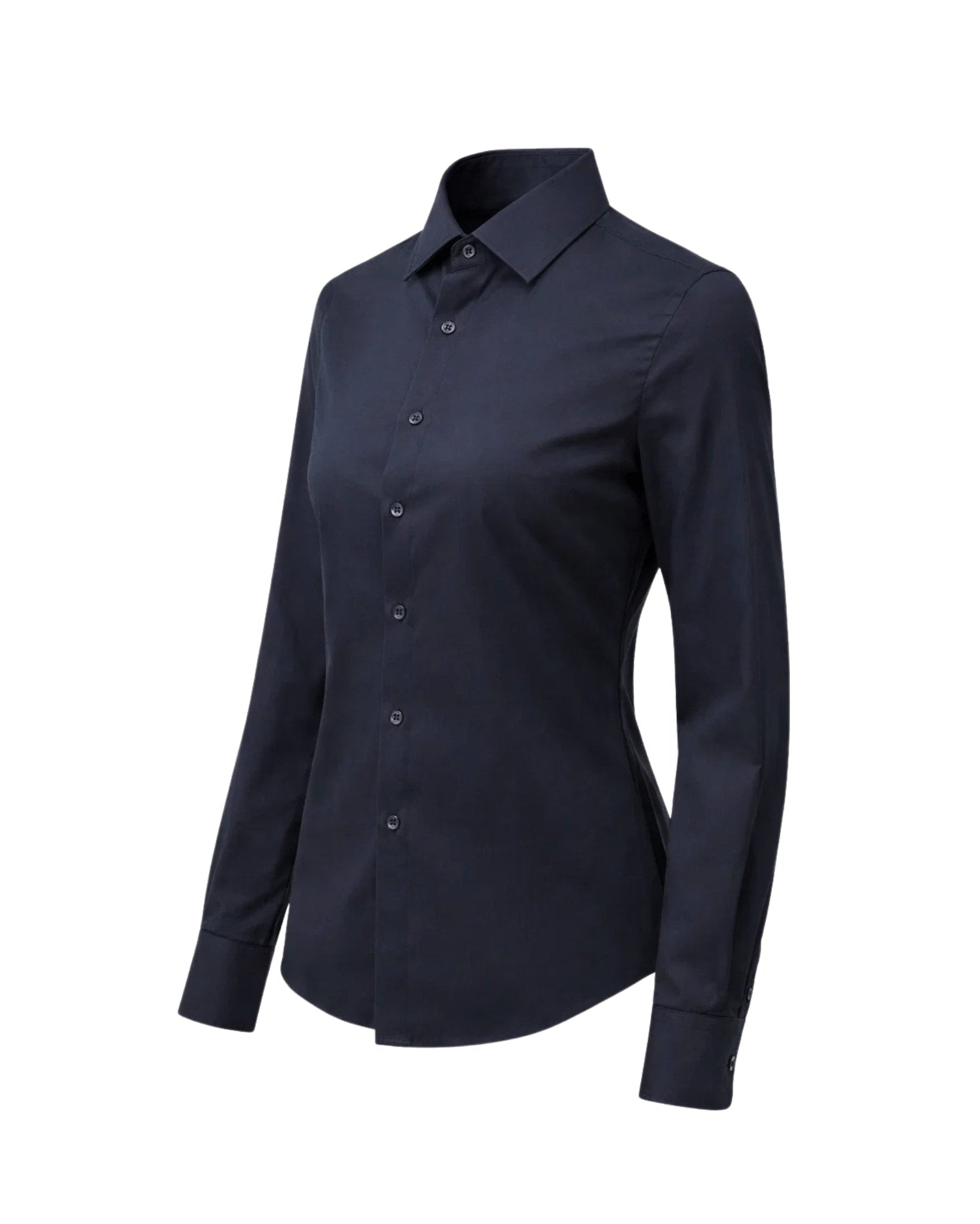 Tailory navy blue button-down shirt side view