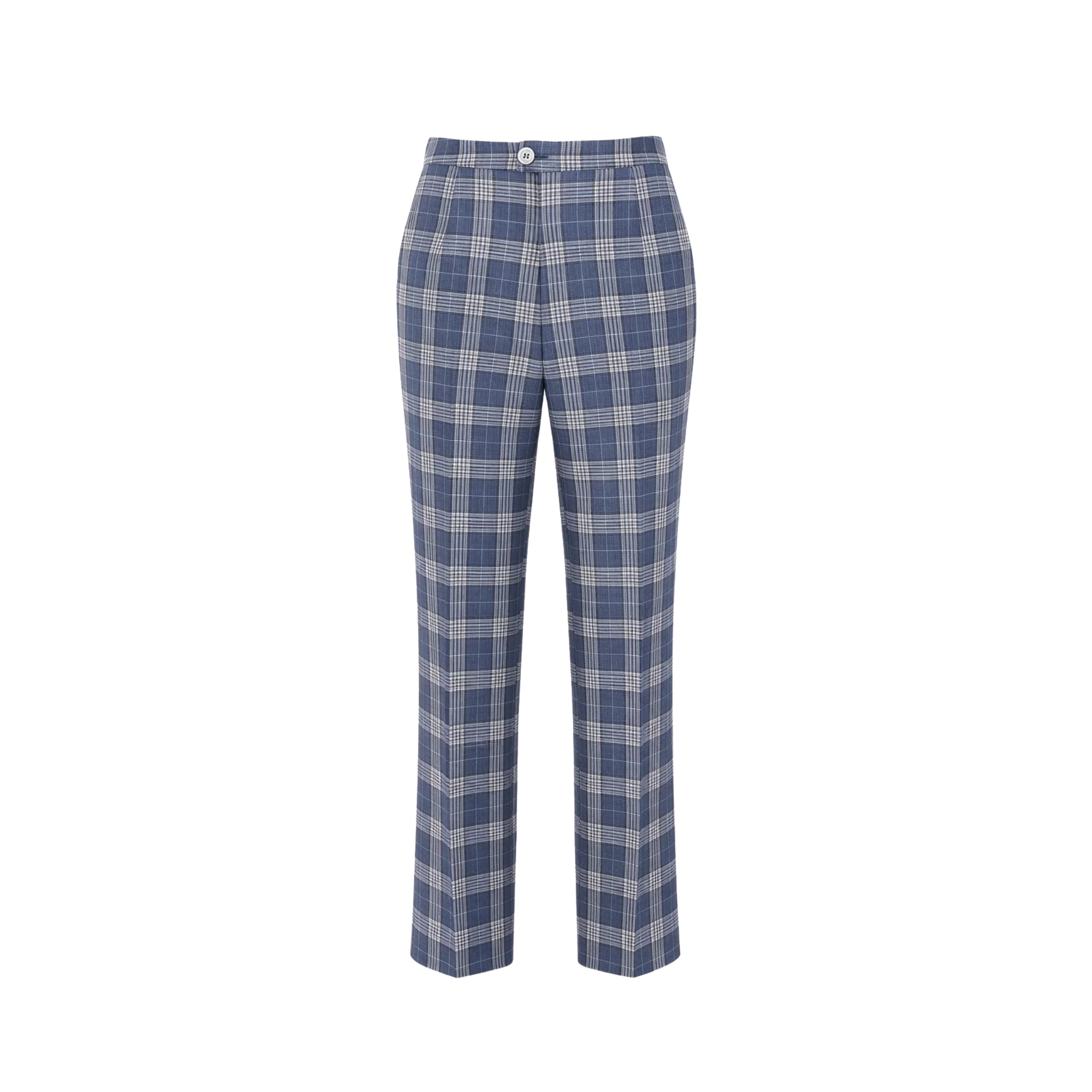 Tailory blue and white check tailored trousers front view