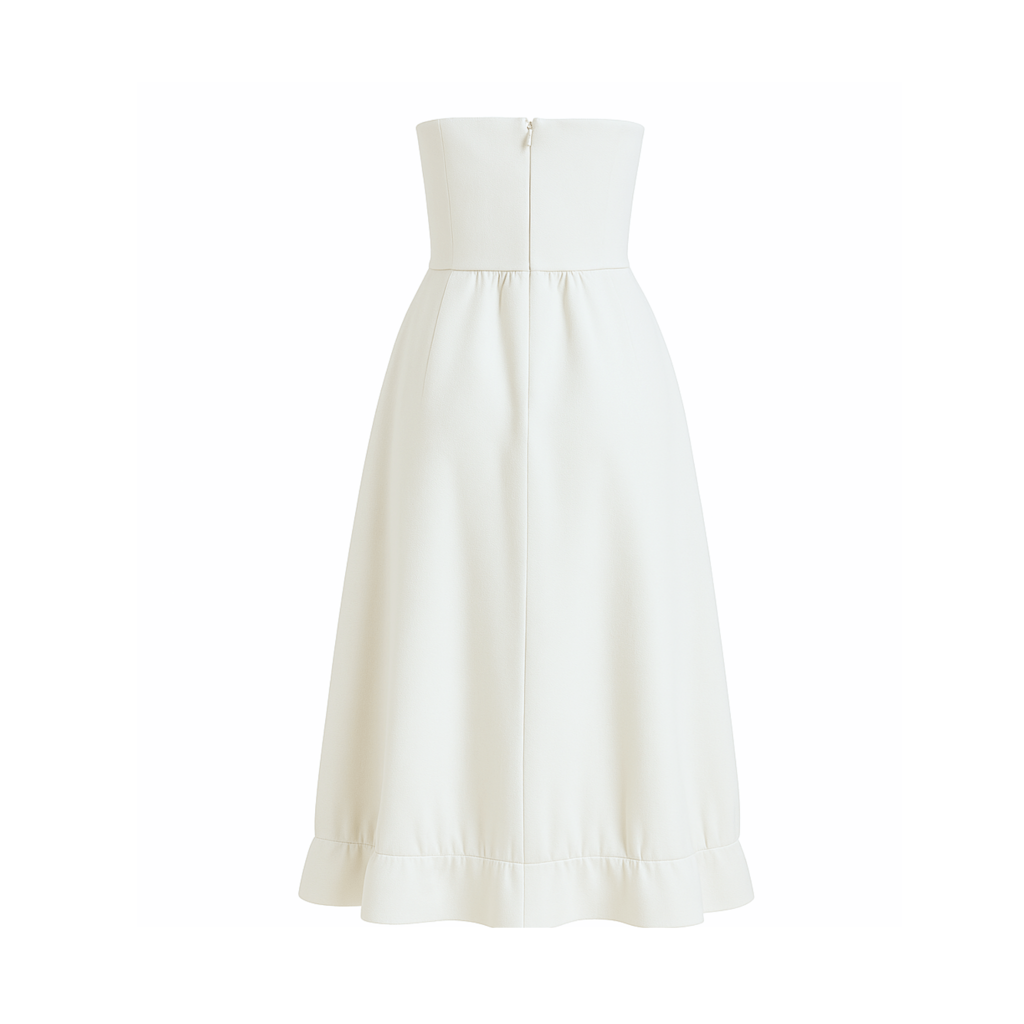 Ivory lightweight city hall crepe dress back view