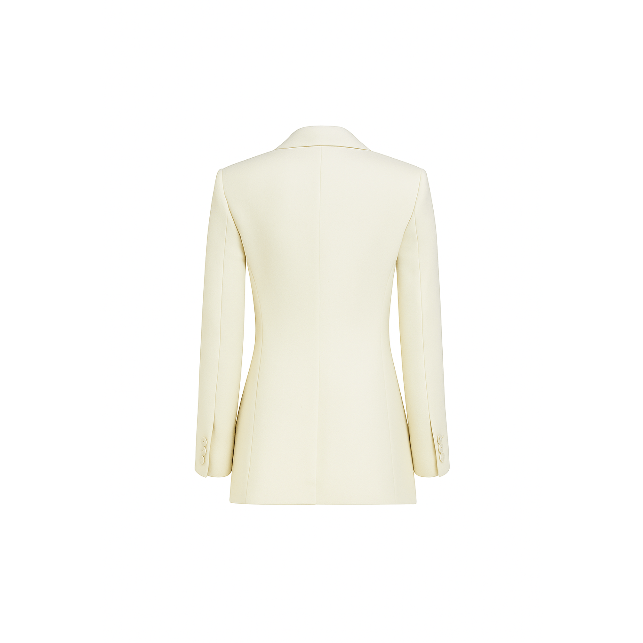 Ivory Loro Piana women’s fitted double-breasted blazer back view