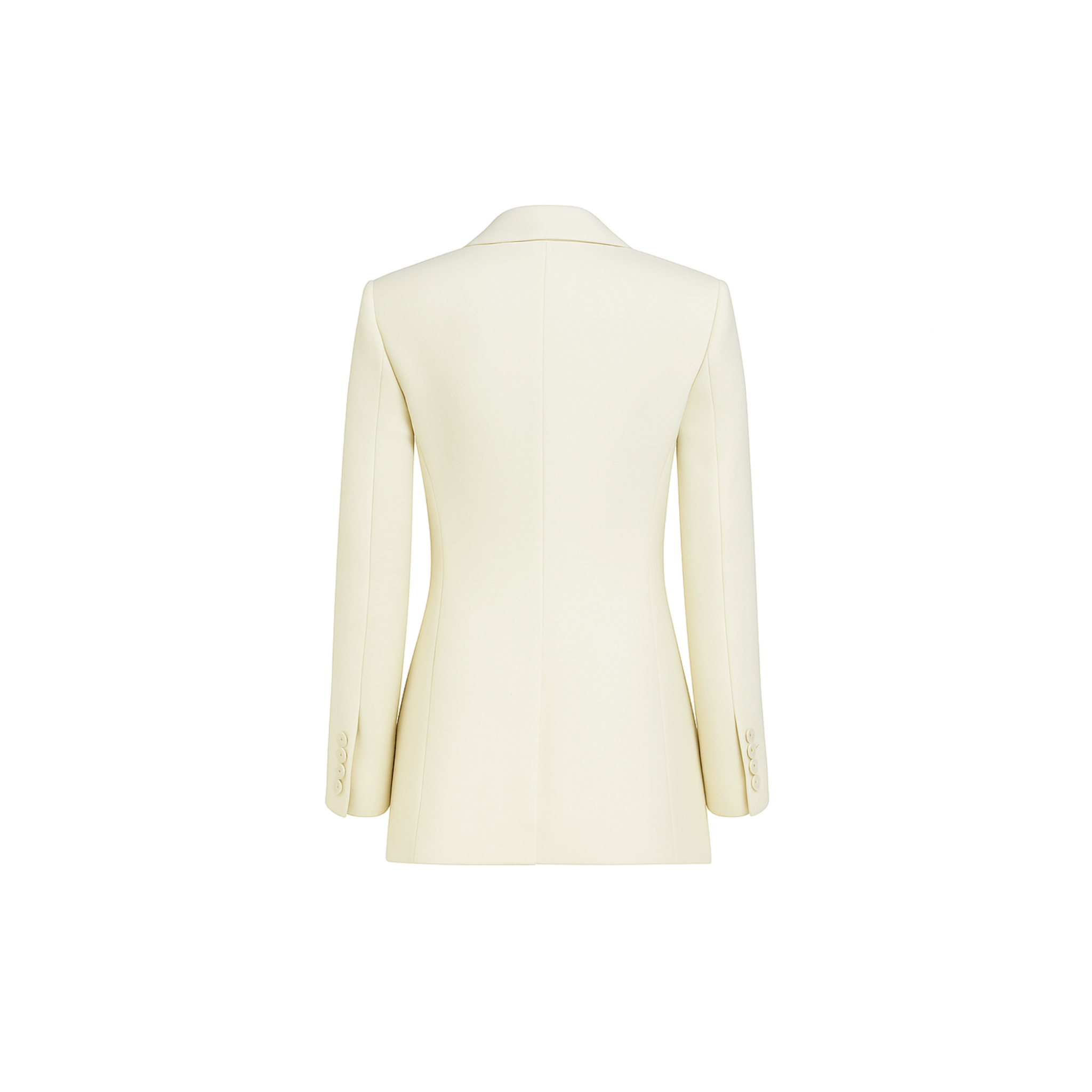 Ivory Loro Piana women’s fitted double-breasted blazer back view