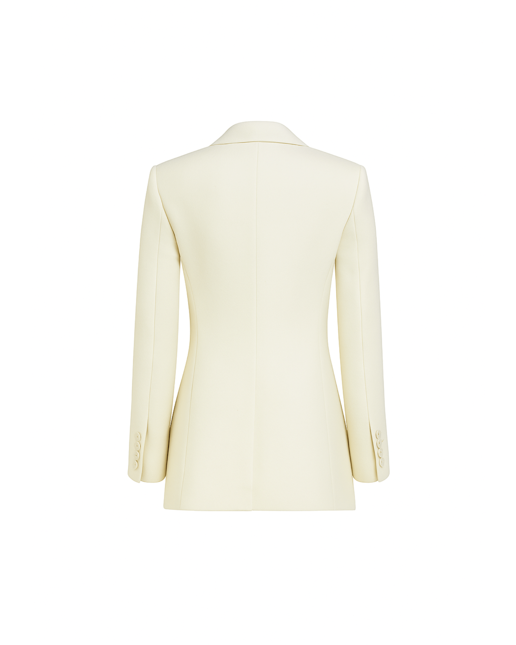 Ivory Loro Piana women’s fitted double-breasted blazer back view