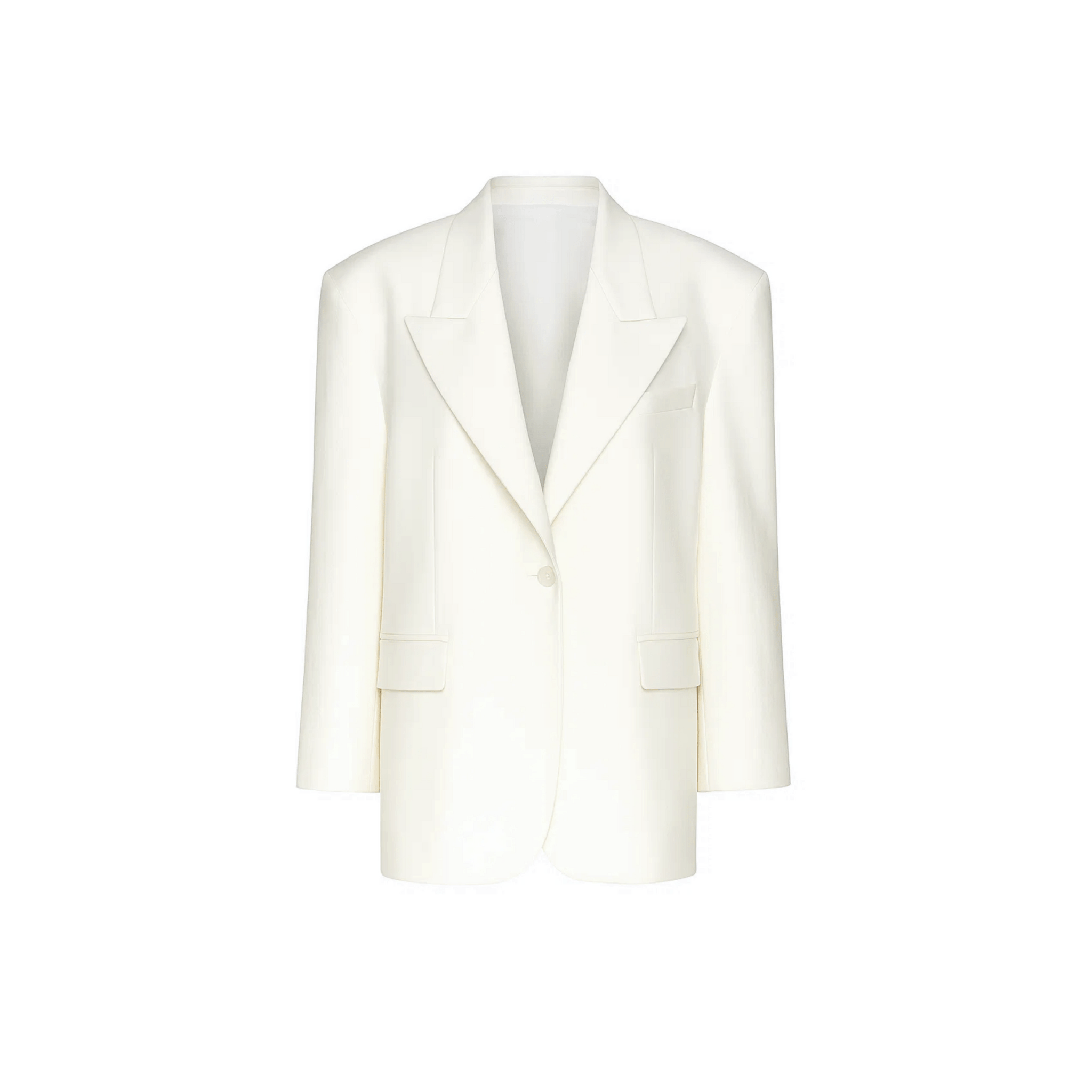 Ivory oversized Loro Piana wool blazer front view