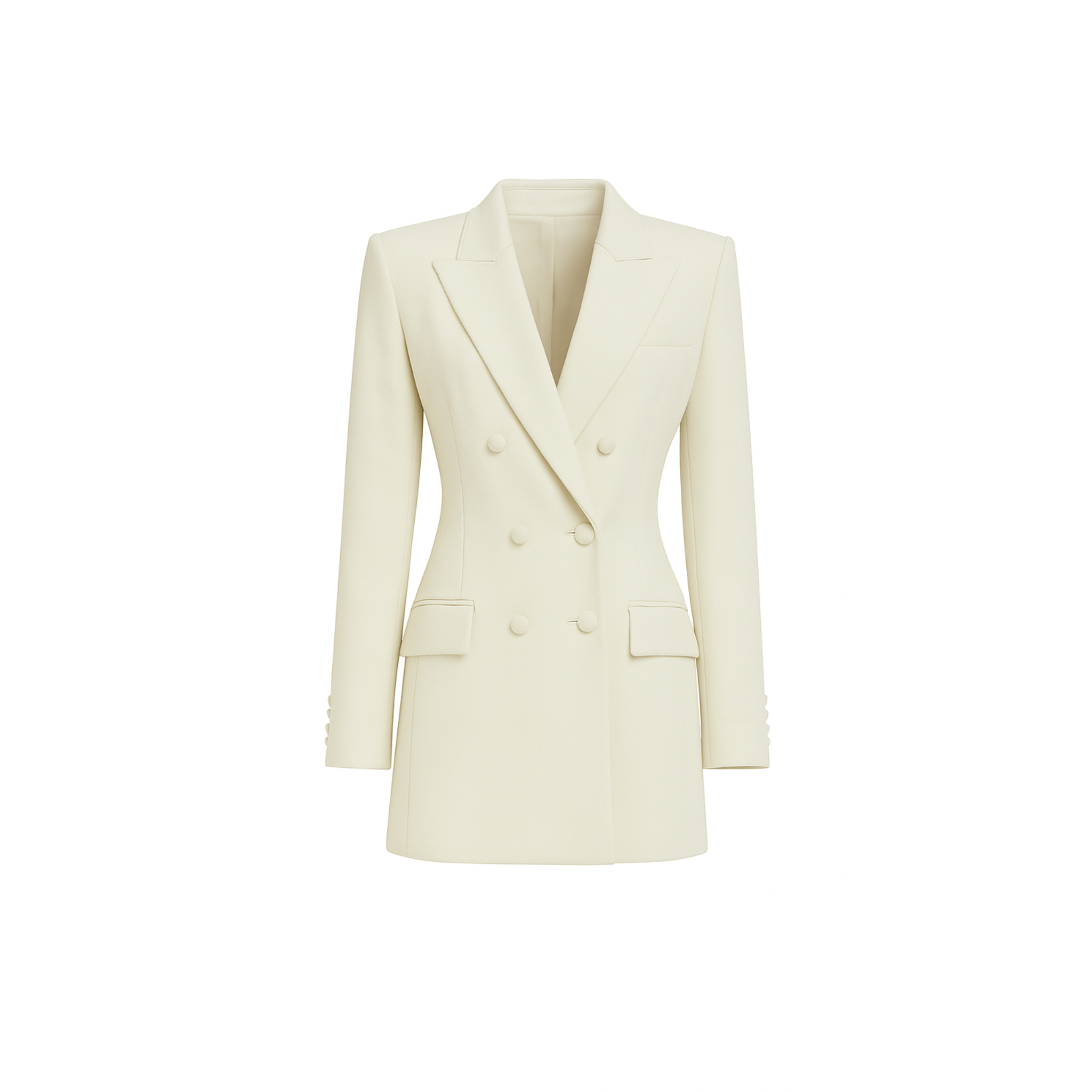 Ivory Loro Piana women’s fitted double-breasted blazer front view