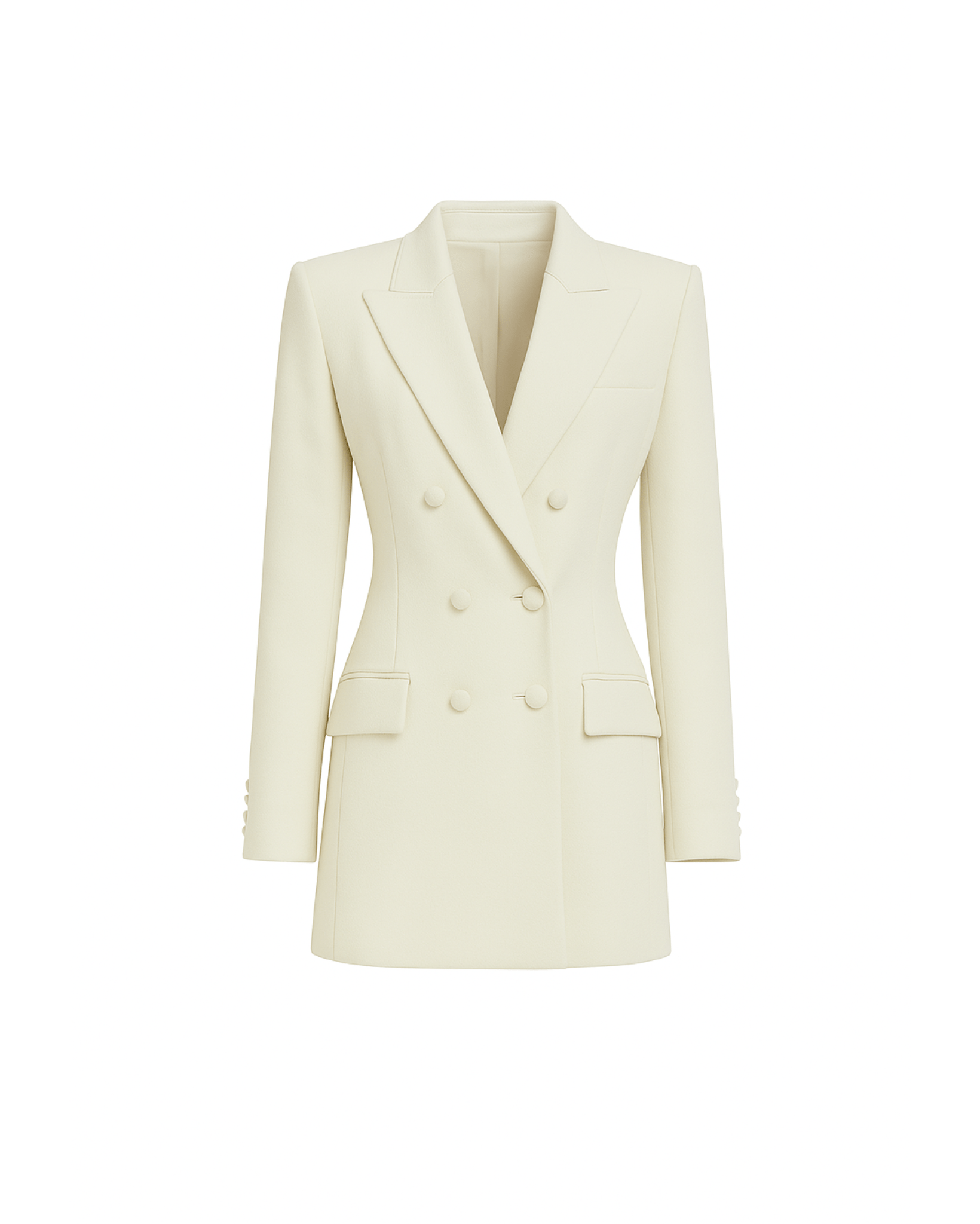 Ivory Loro Piana women’s fitted double-breasted blazer front view