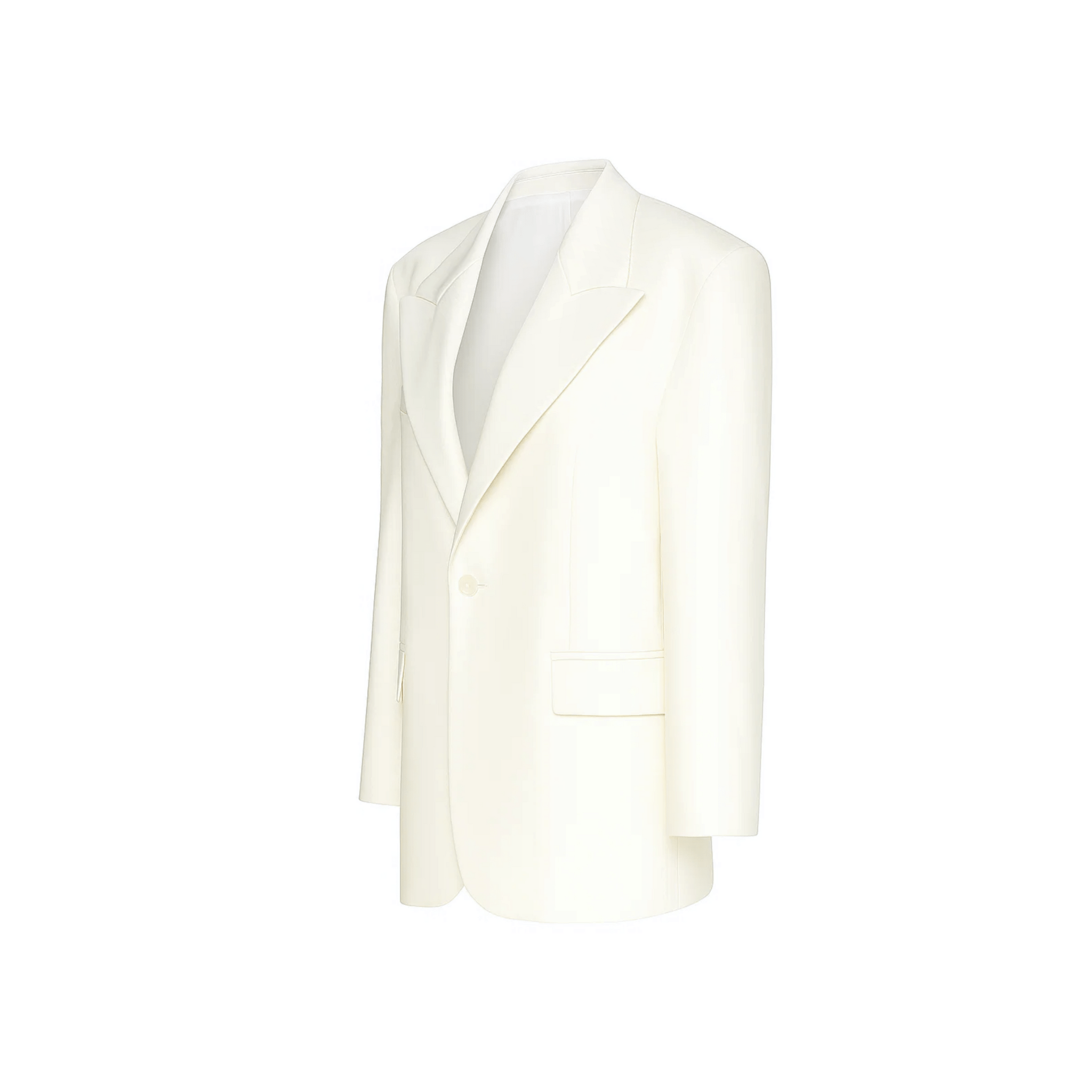 Ivory oversized Loro Piana wool blazer side view