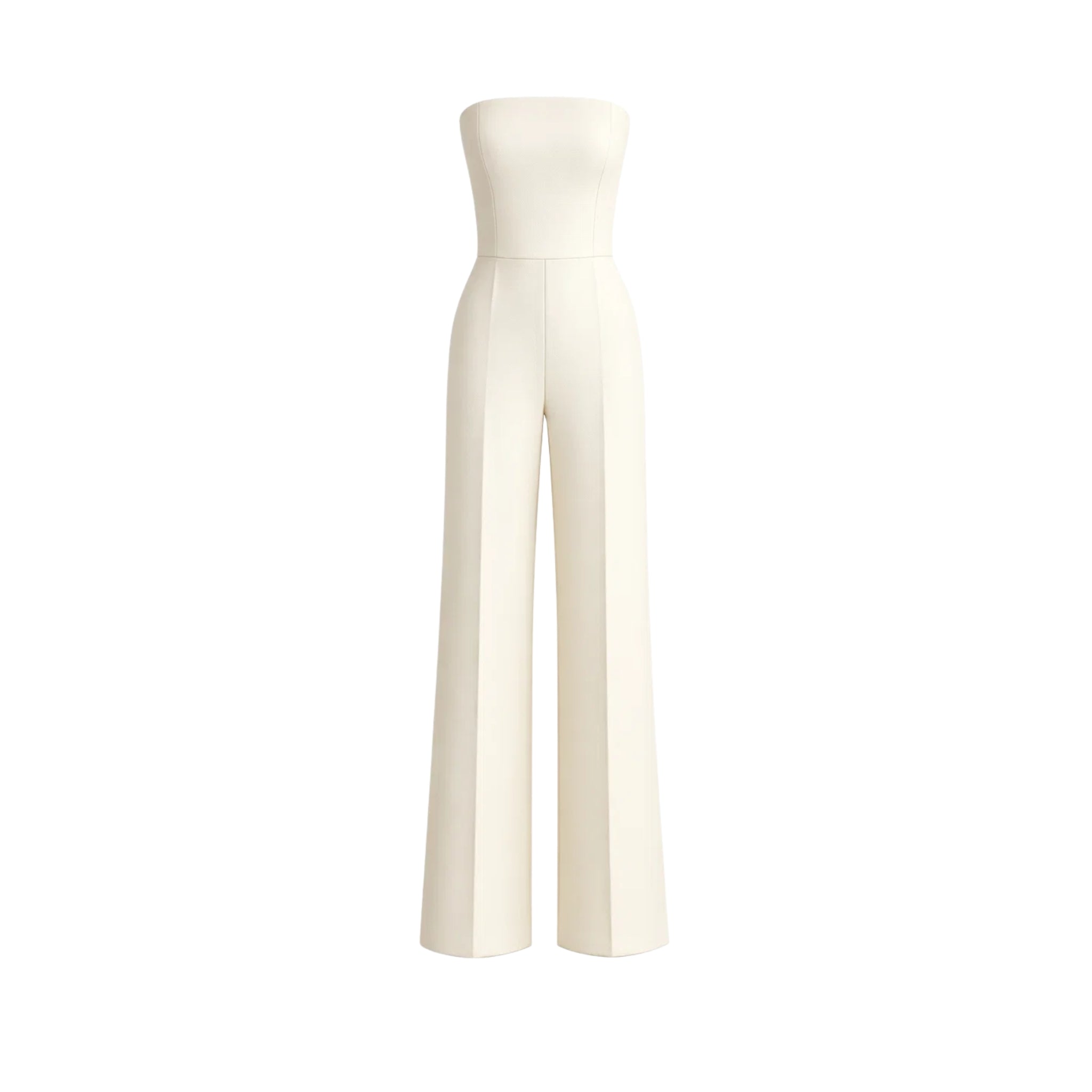 Women's ivory Loro Piana wool city hall wedding jumpsuit front view