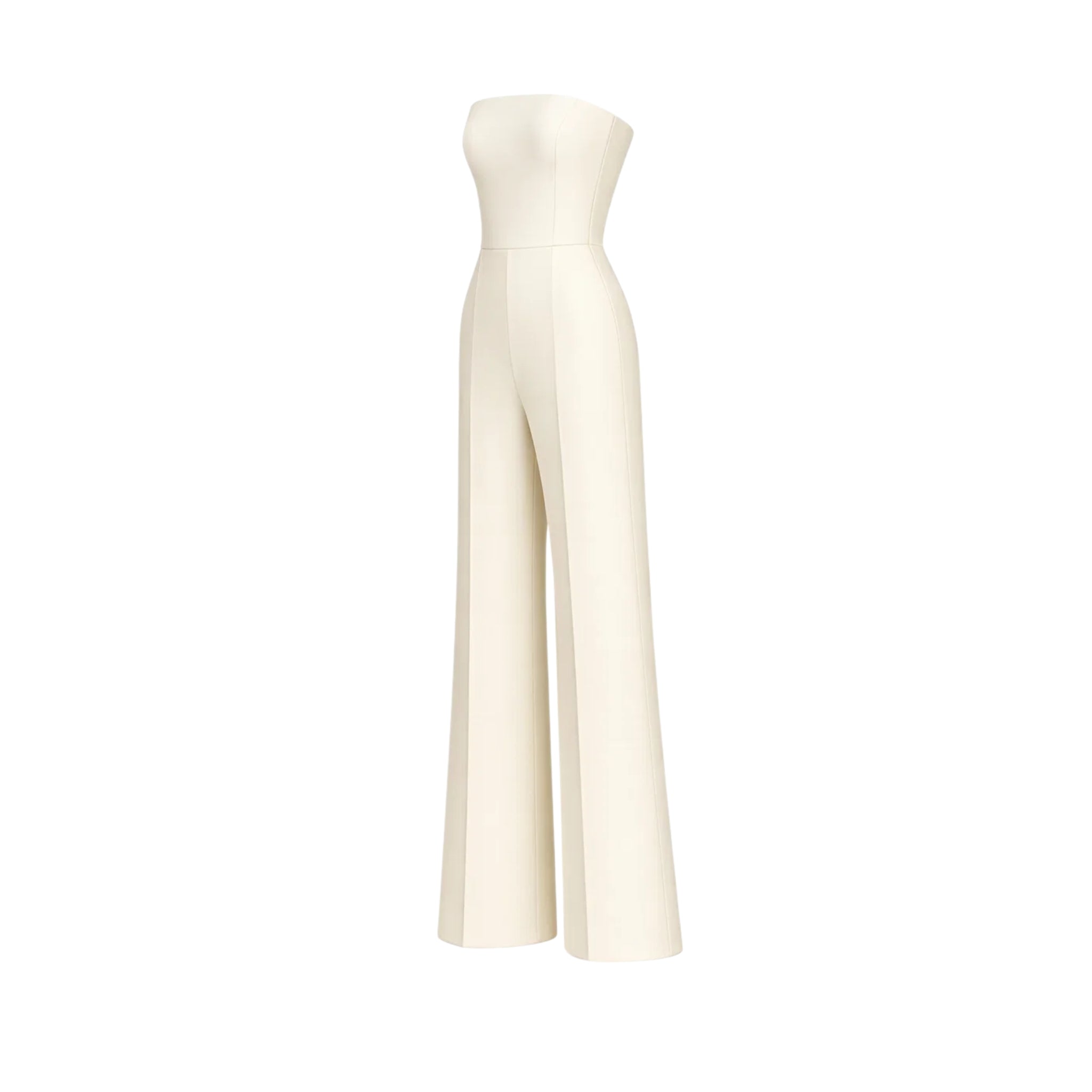 Women's ivory Loro Piana wool city hall wedding jumpsuit side view