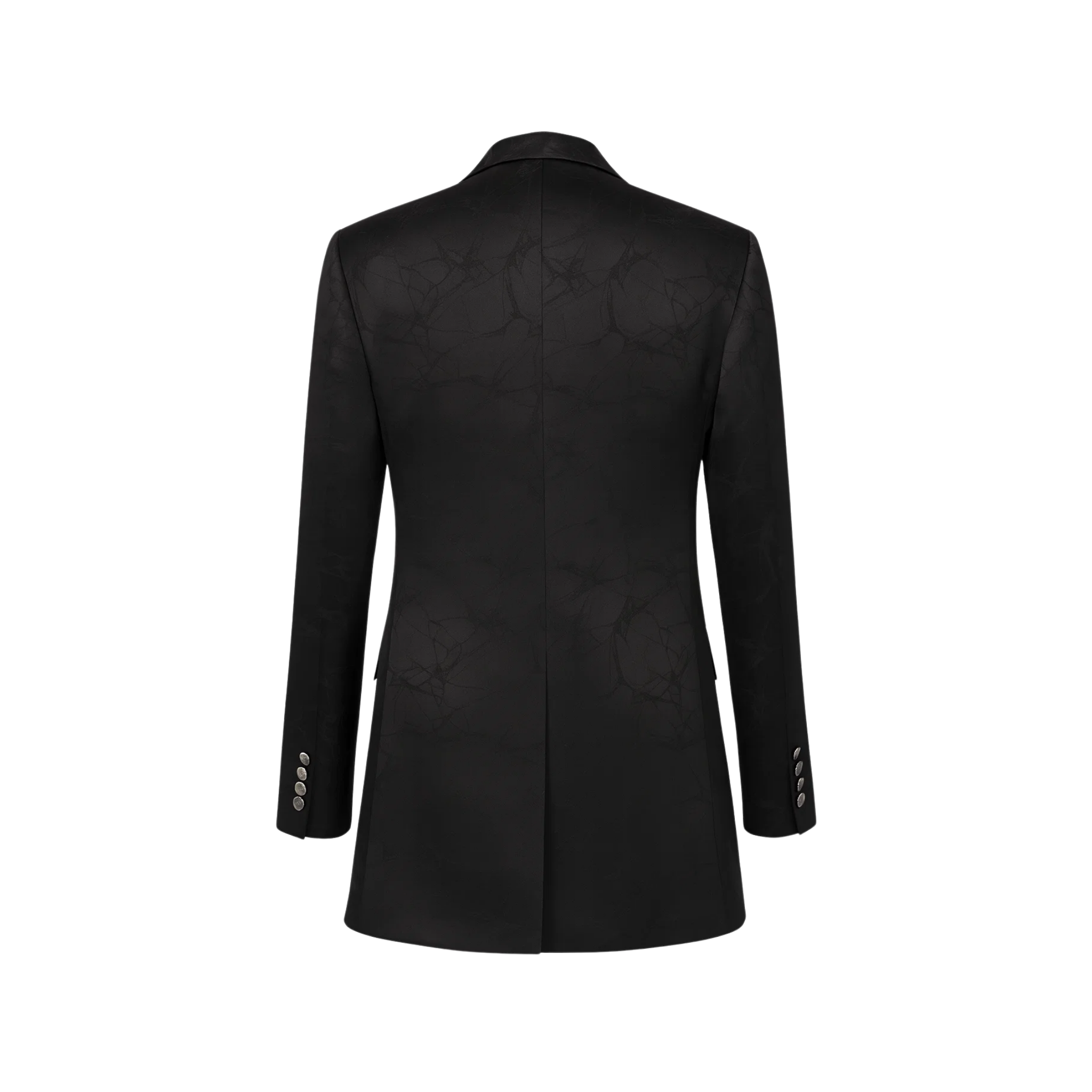 Tailory black spiderweb jacquard tailored tuxedo coat back view