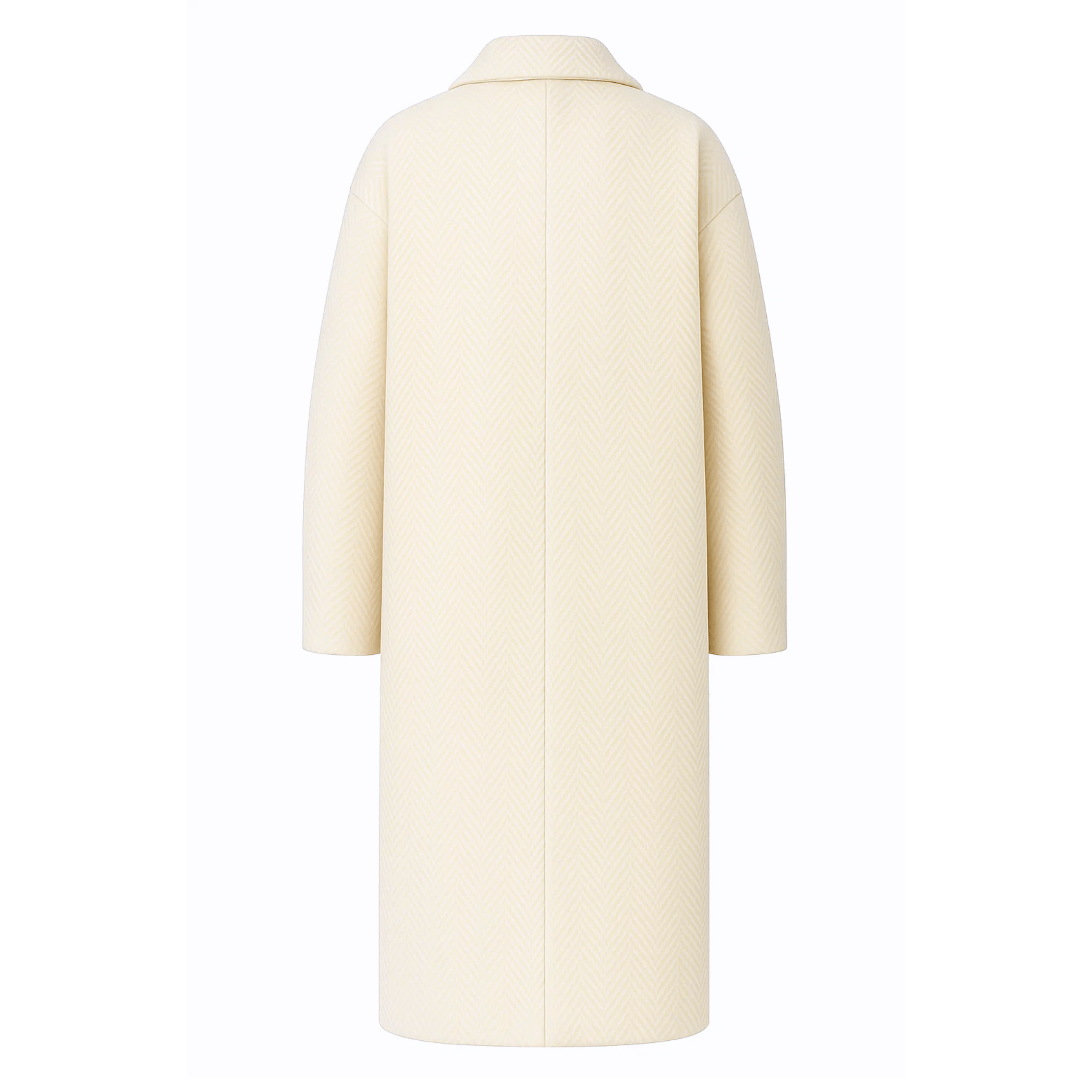 Tailory ivory baby cashmere oversized cocoon coat back view