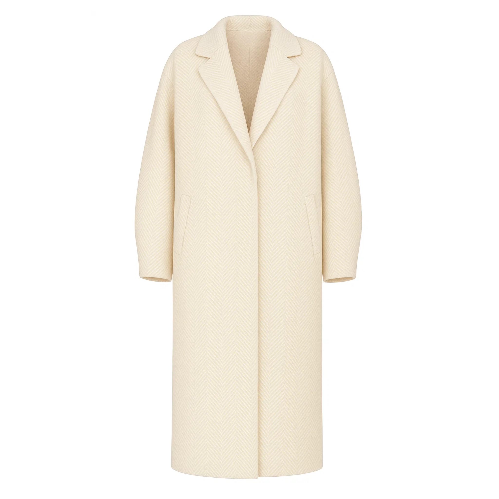 Tailory ivory baby cashmere oversized cocoon coat front view
