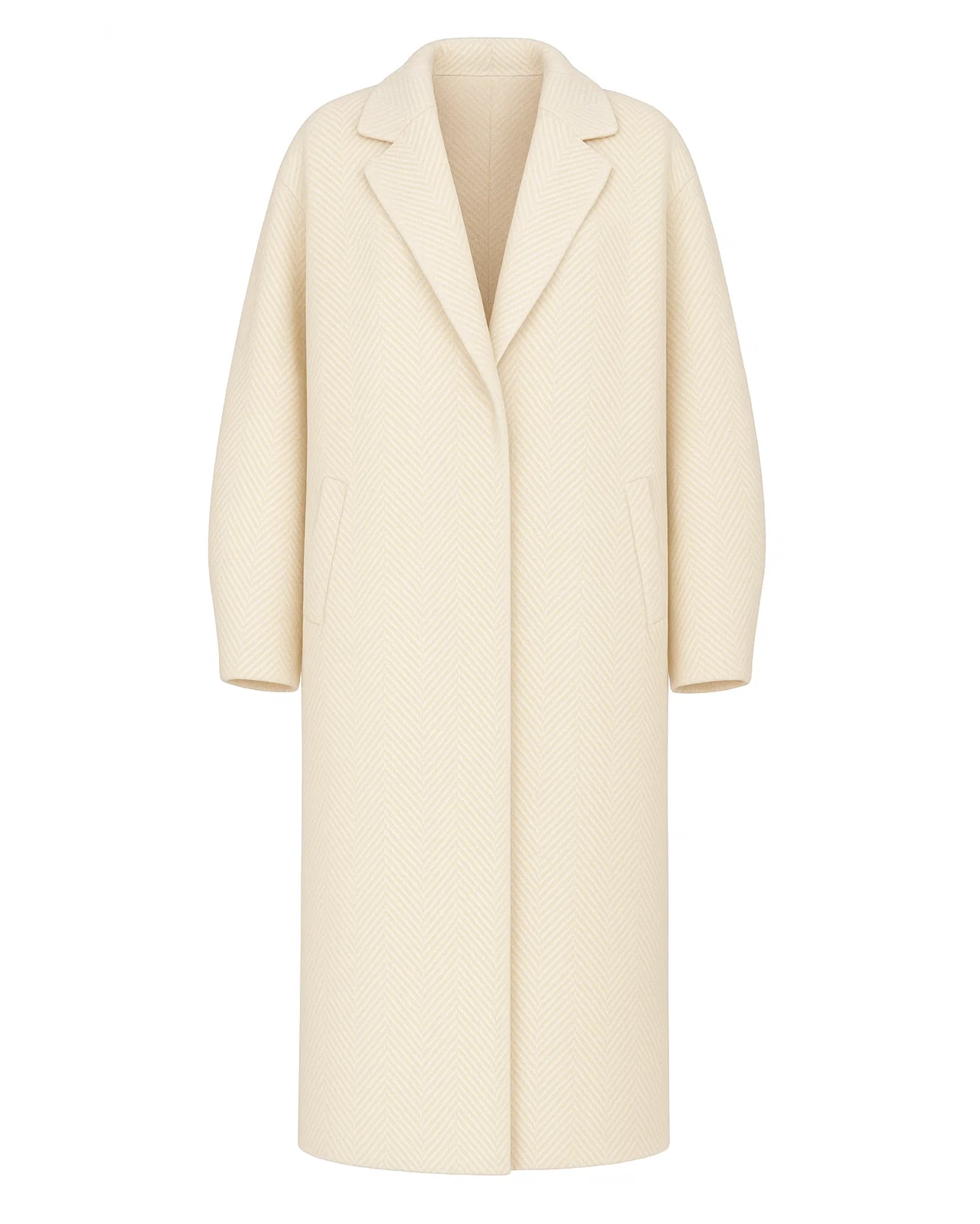Tailory ivory baby cashmere oversized cocoon coat front view