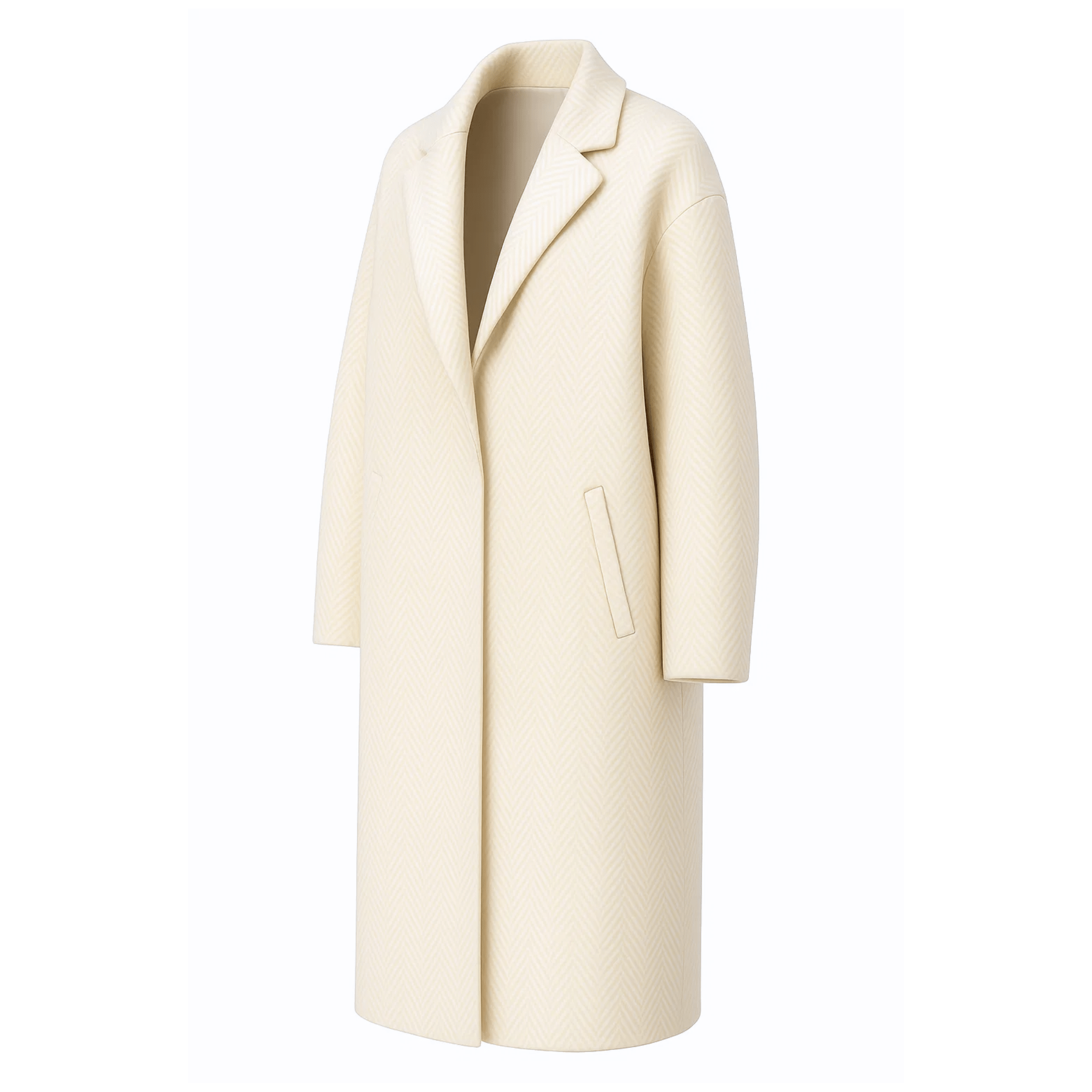 Tailory ivory baby cashmere oversized cocoon coat side view