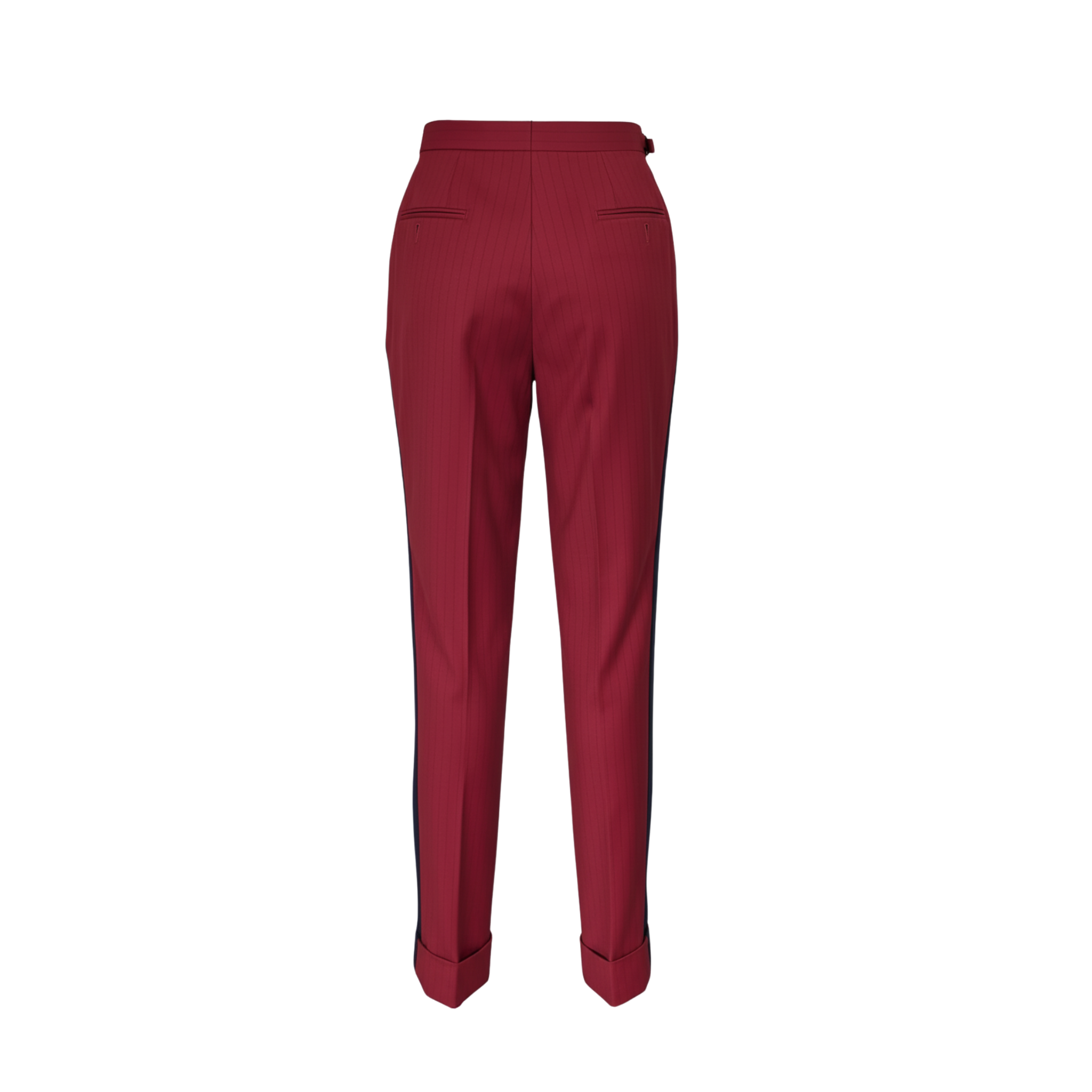 tailory crimson contrast-stripe trouser back view