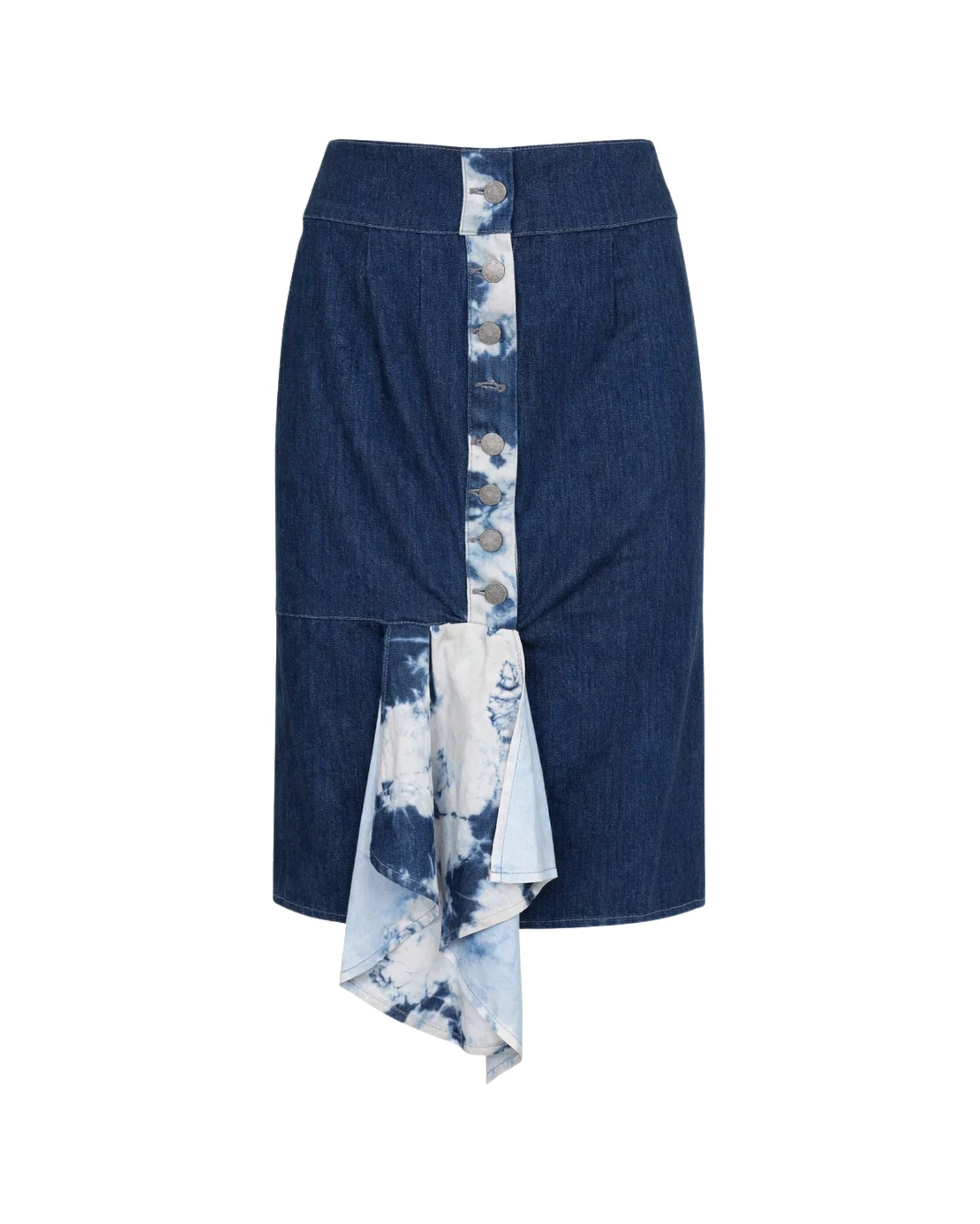 Tailory blue denim panelled dress front view