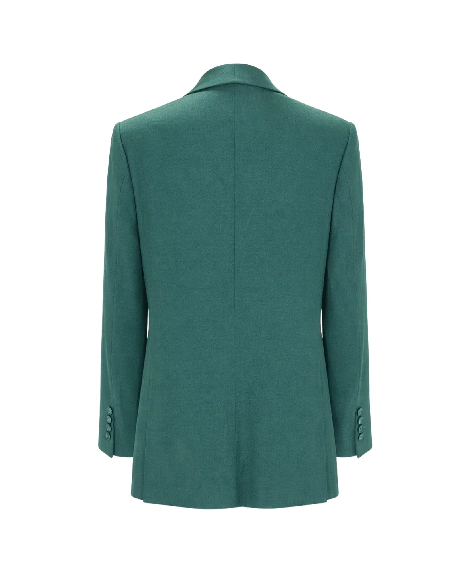 Tailory teal double-breasted blazer back view