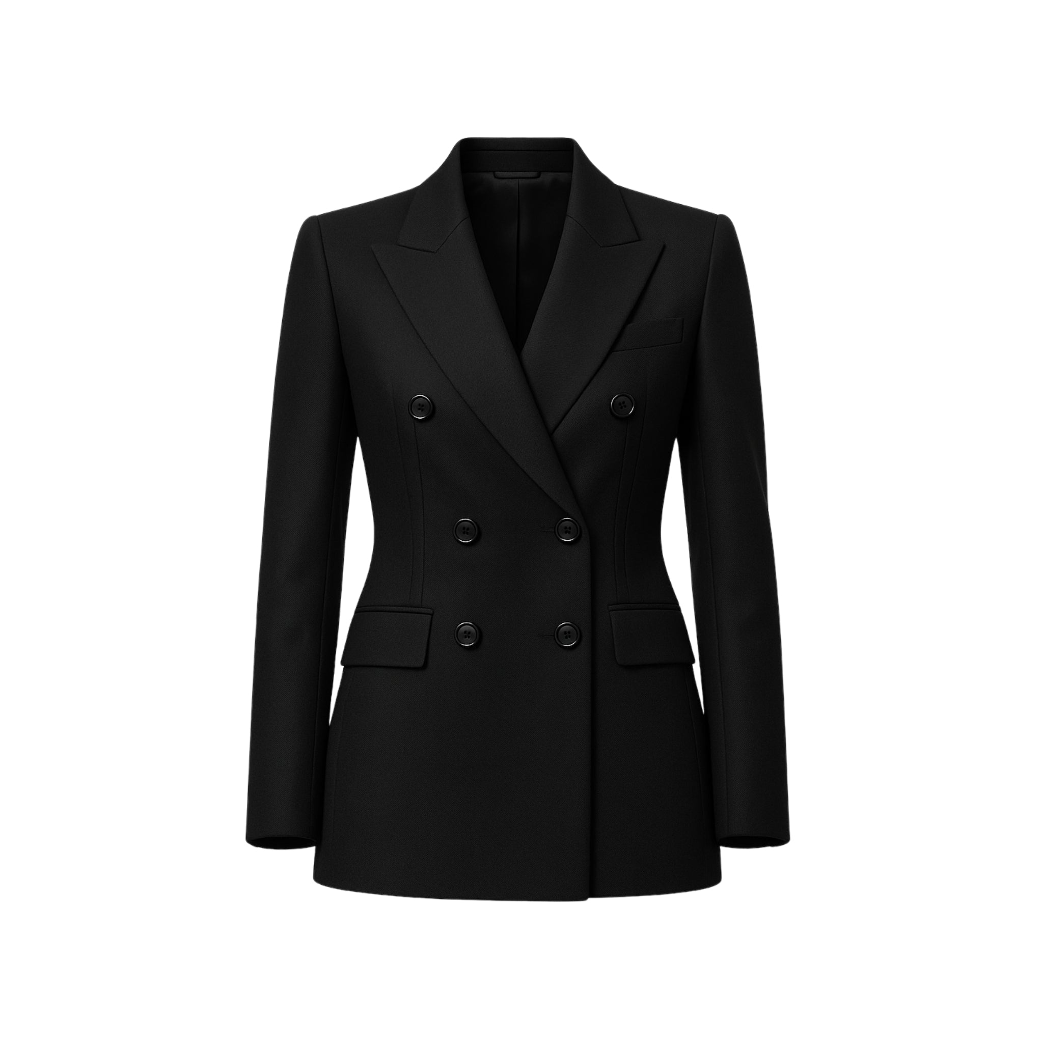 Tailory jet black double-breasted wool jacket front view