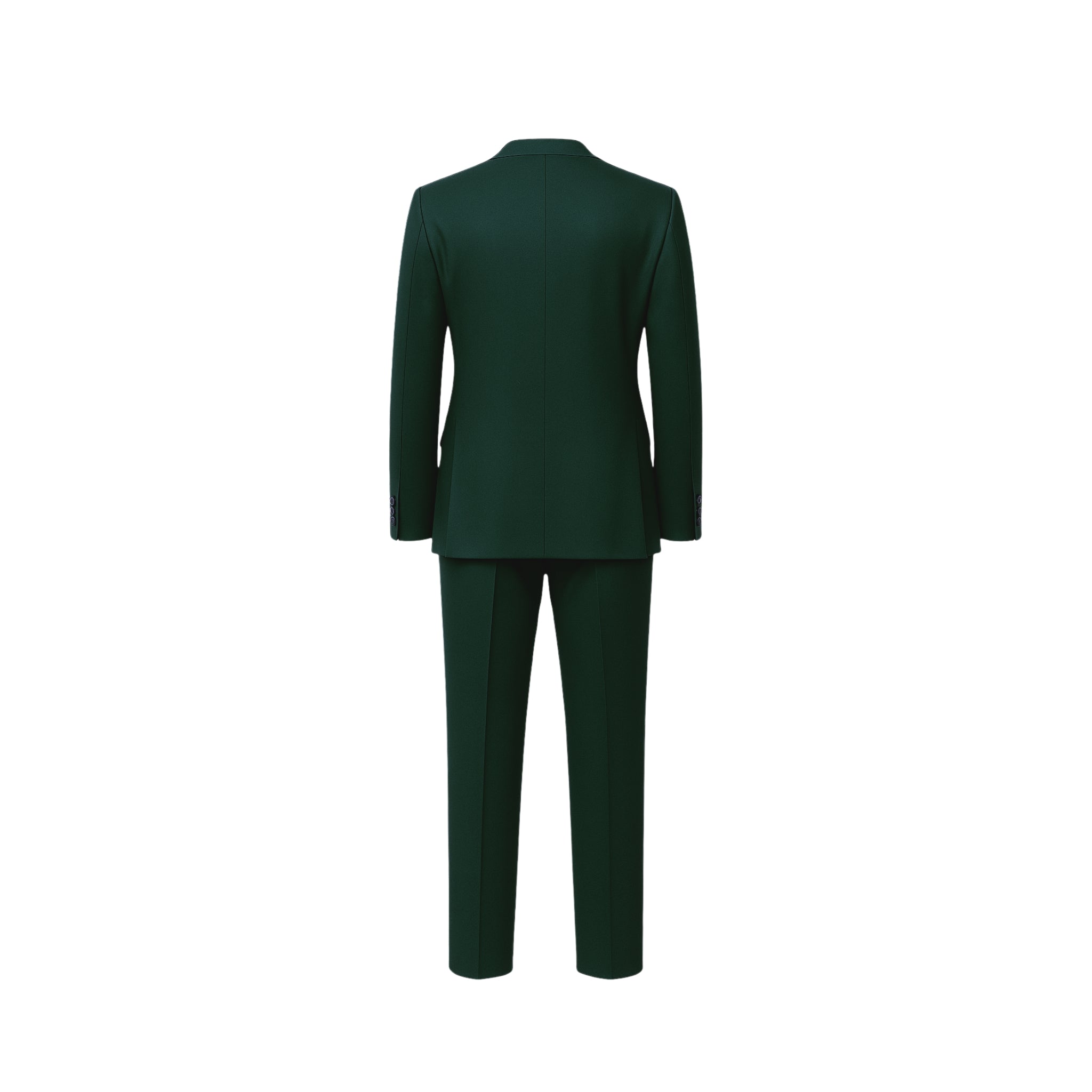 Tailory hunter green double-breasted wool suit back view