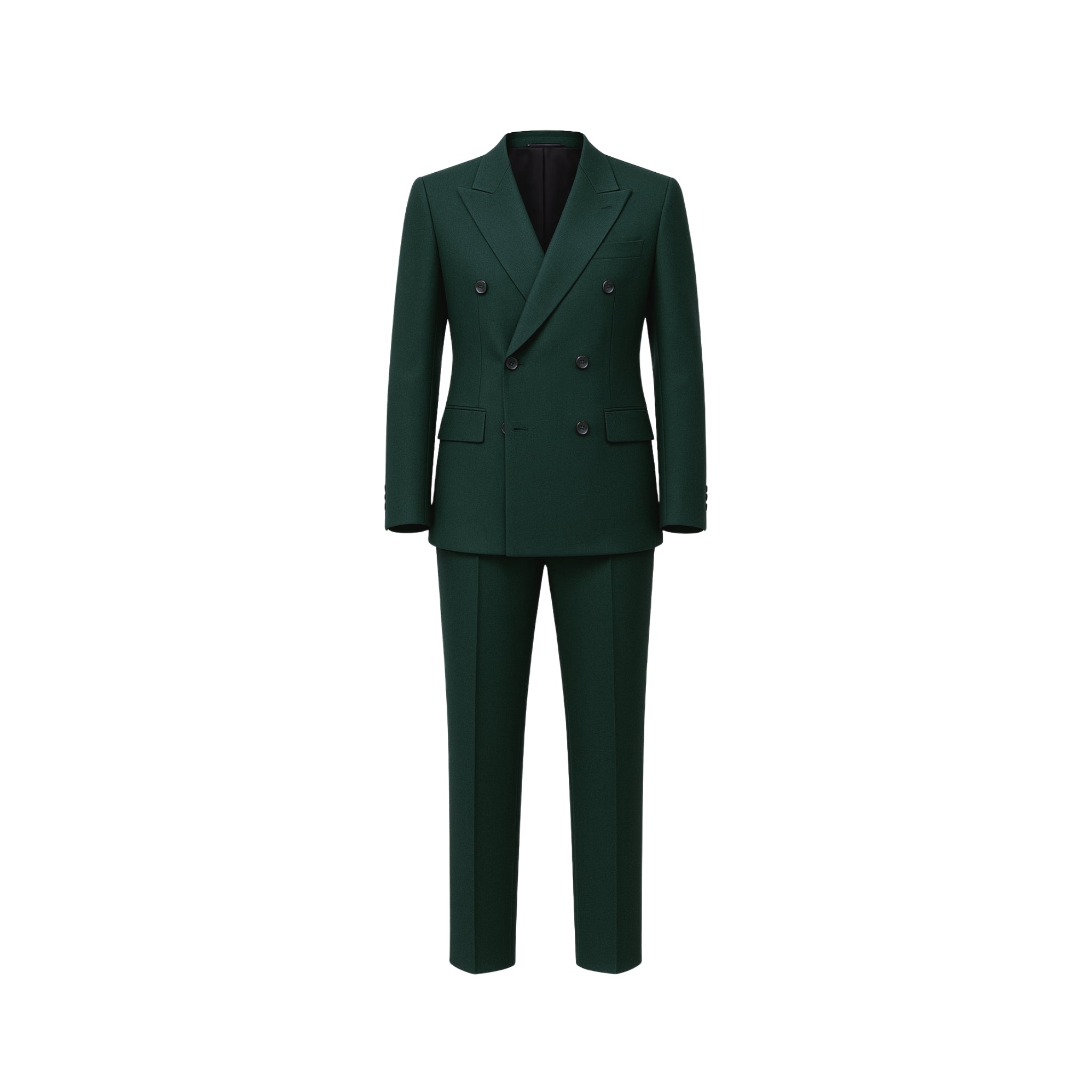 Tailory hunter green double-breasted wool suit front view