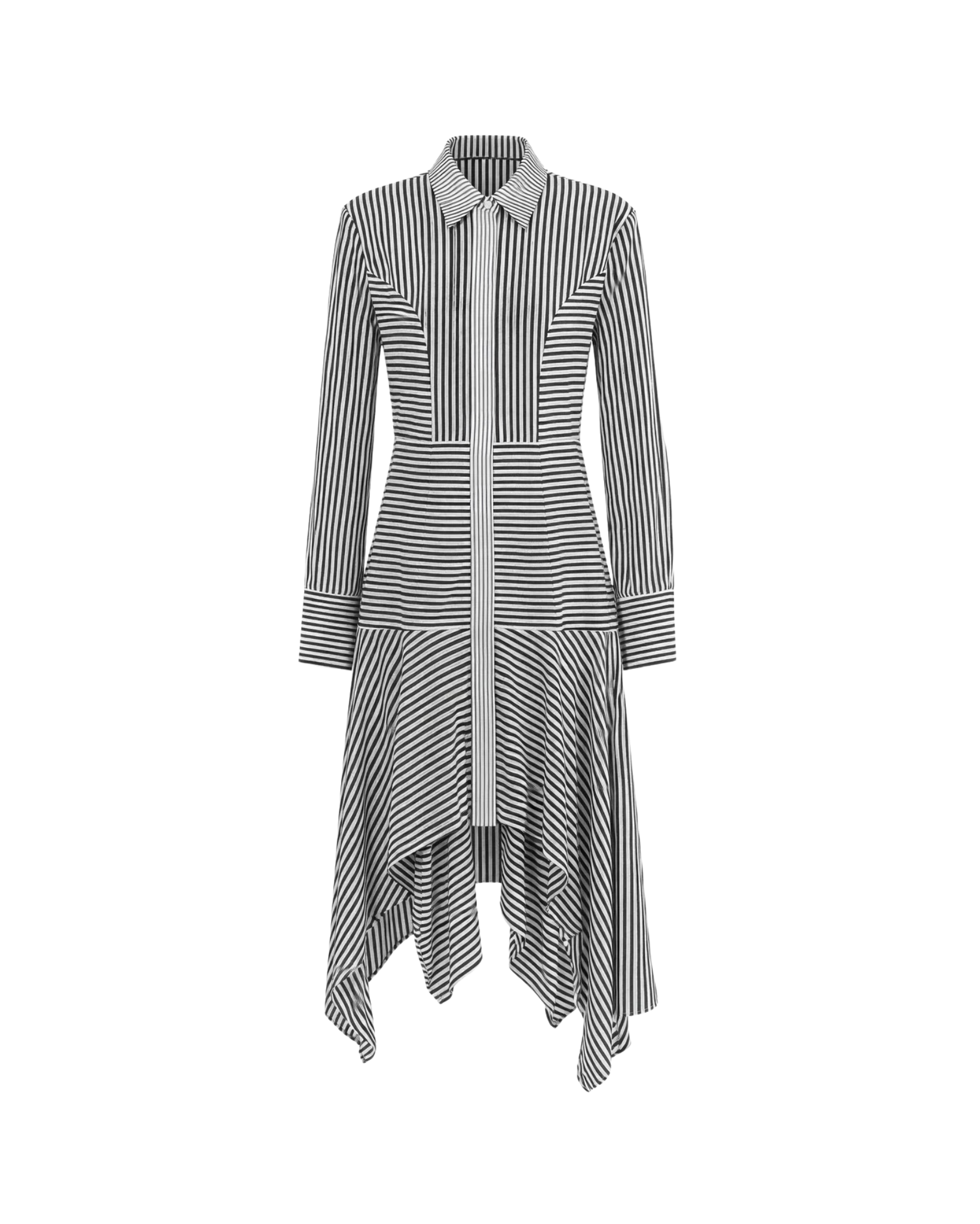 Tailory black and white multi-directional stripe shirt dress front view