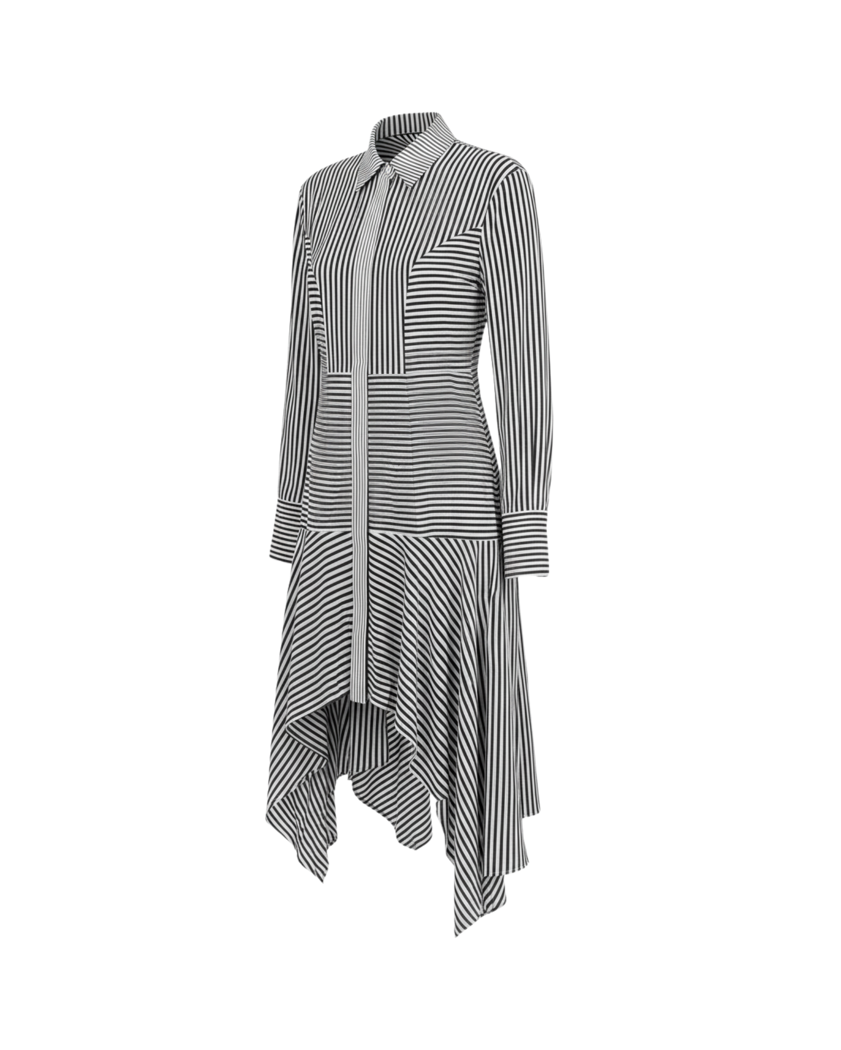 Tailory black and white multi-directional stripe shirt dress side view