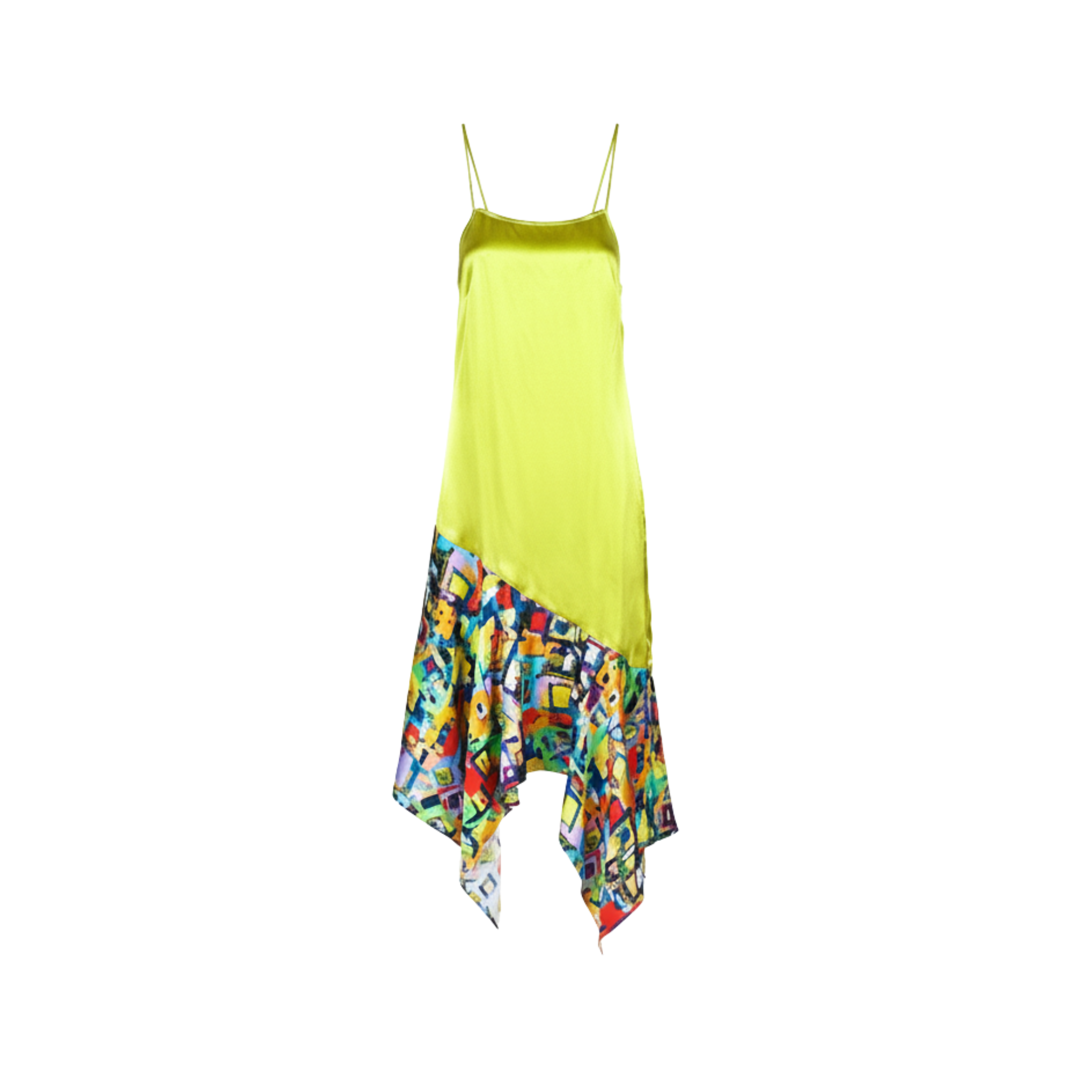 Tailory_Dress_Yellow_Asymmetrical_Silk_FrontView