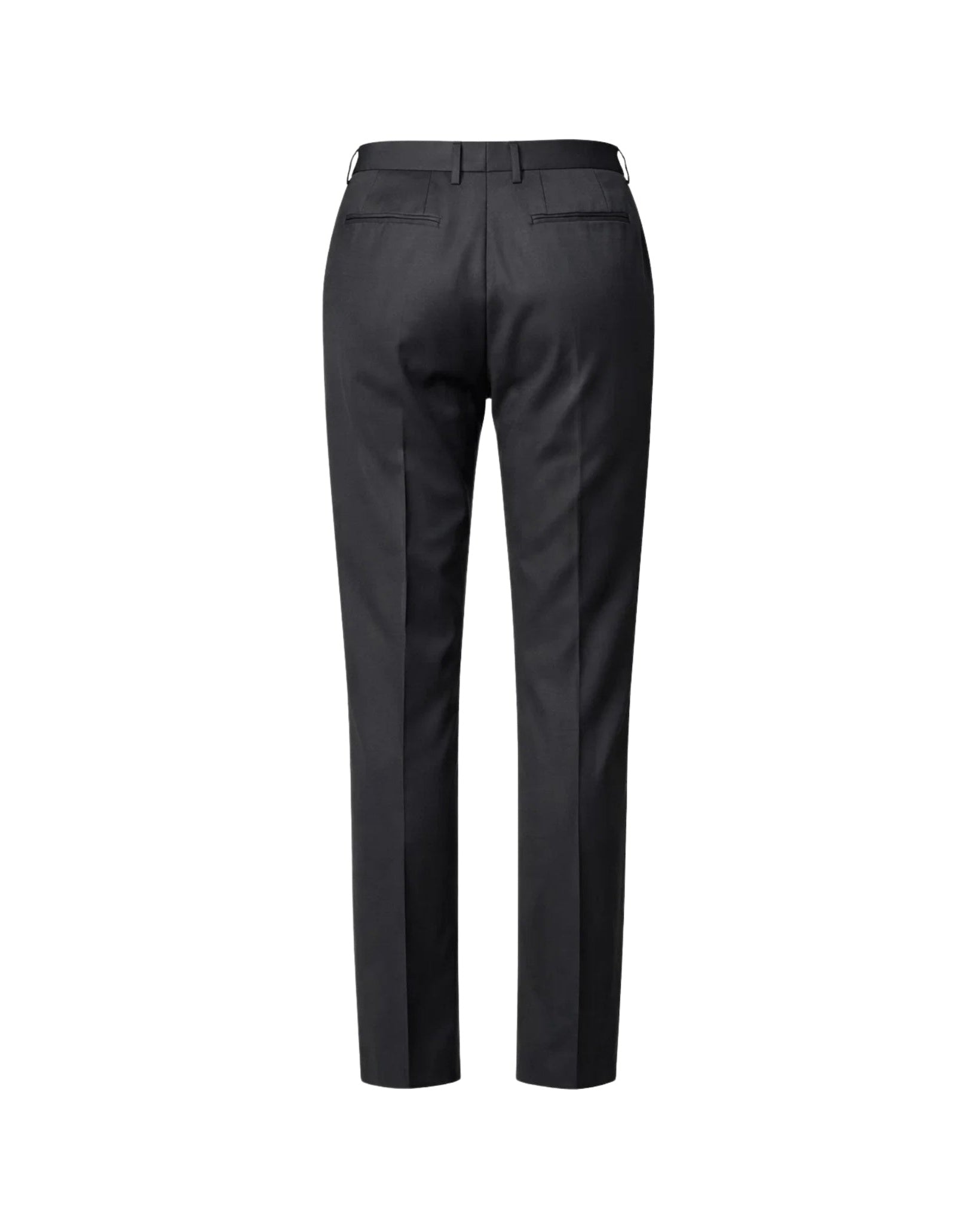 Tailory black flat-front tailored dress trousers back view