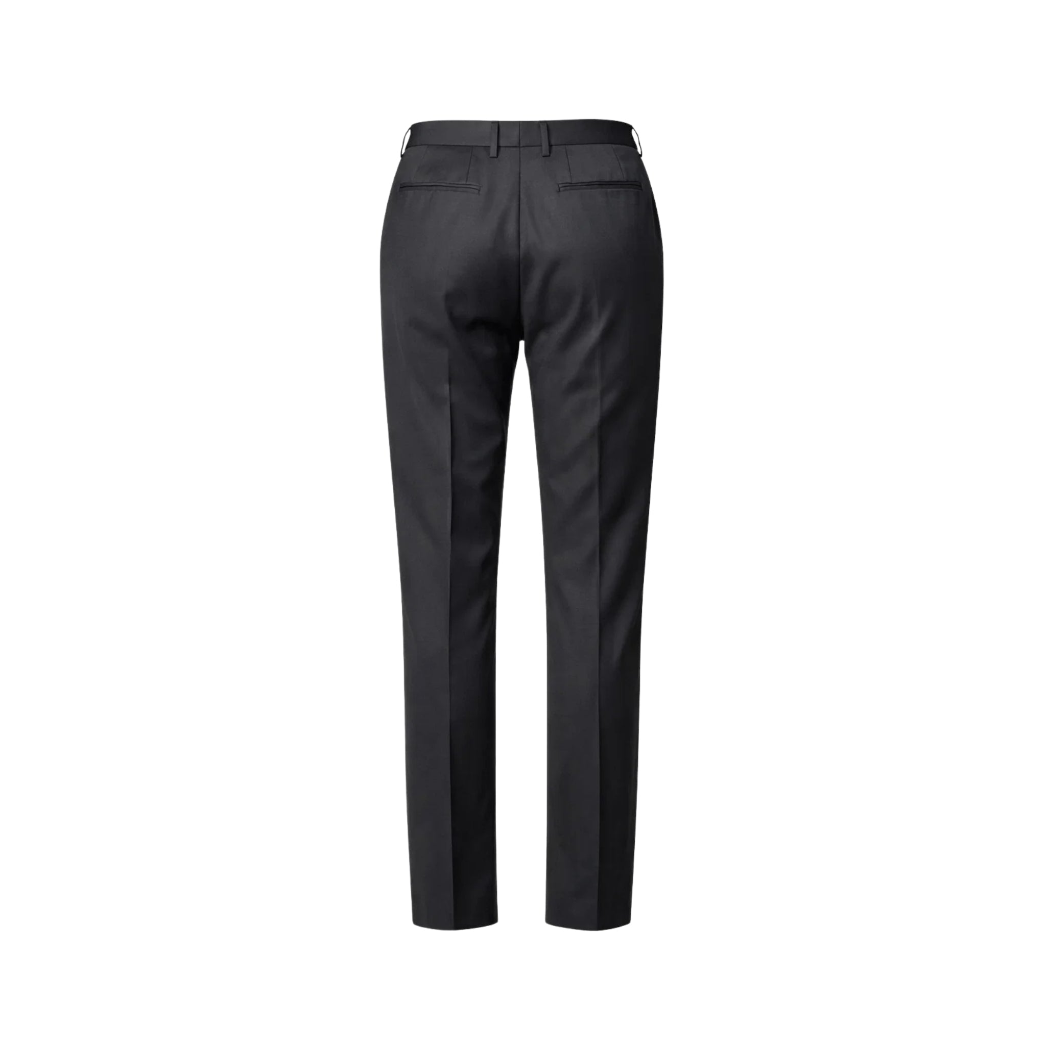 Tailory black flat-front tailored dress trousers back view