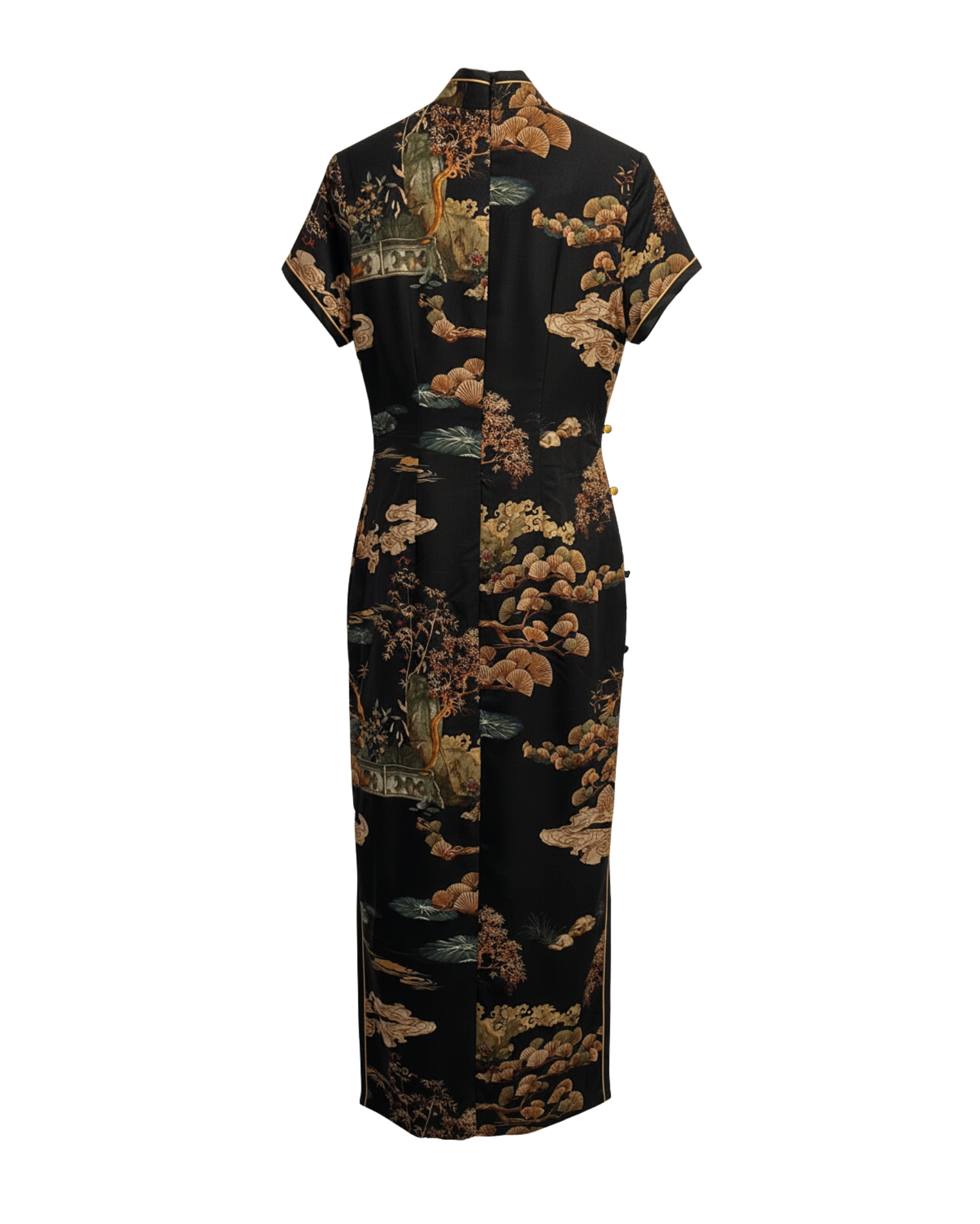 Long dress with floral pattern on a white background