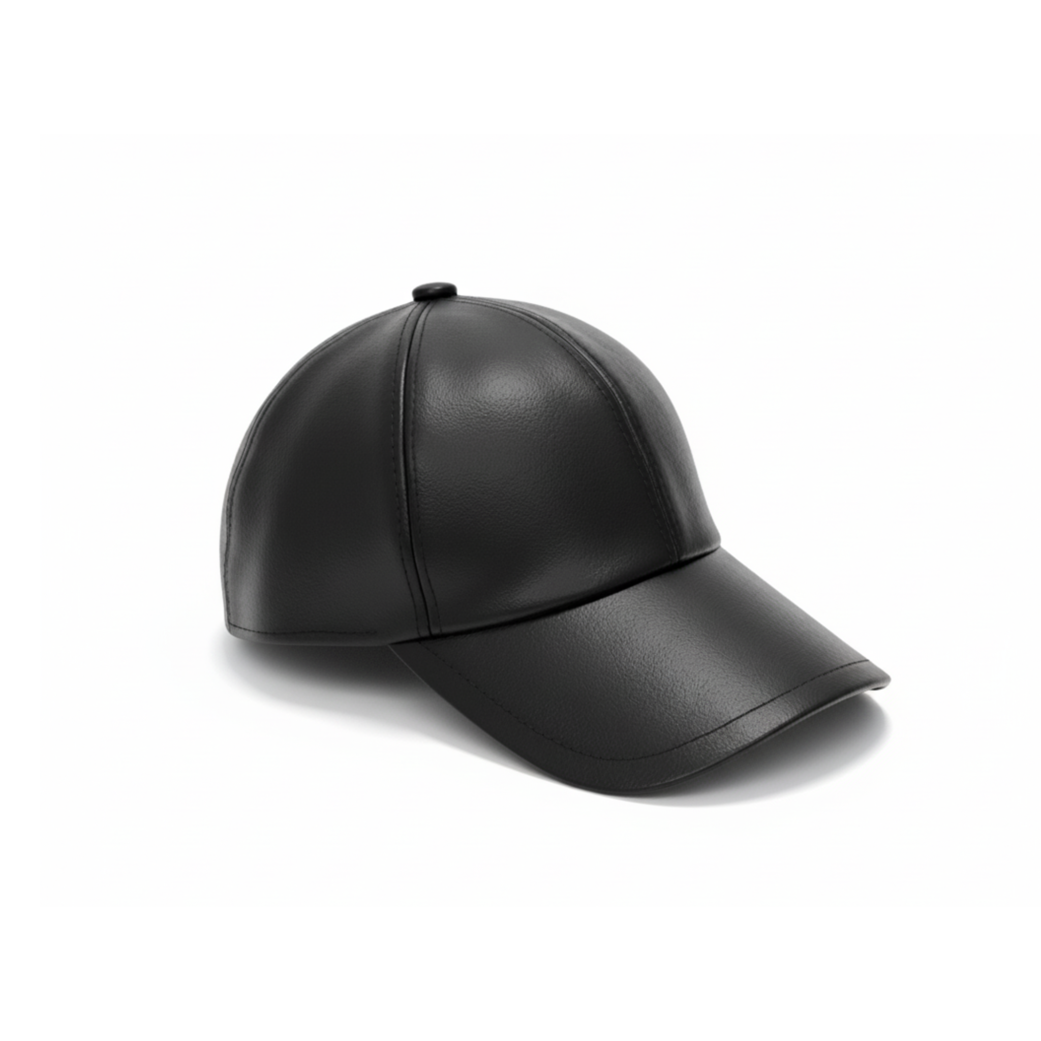 Tailory black leather baseball cap front view