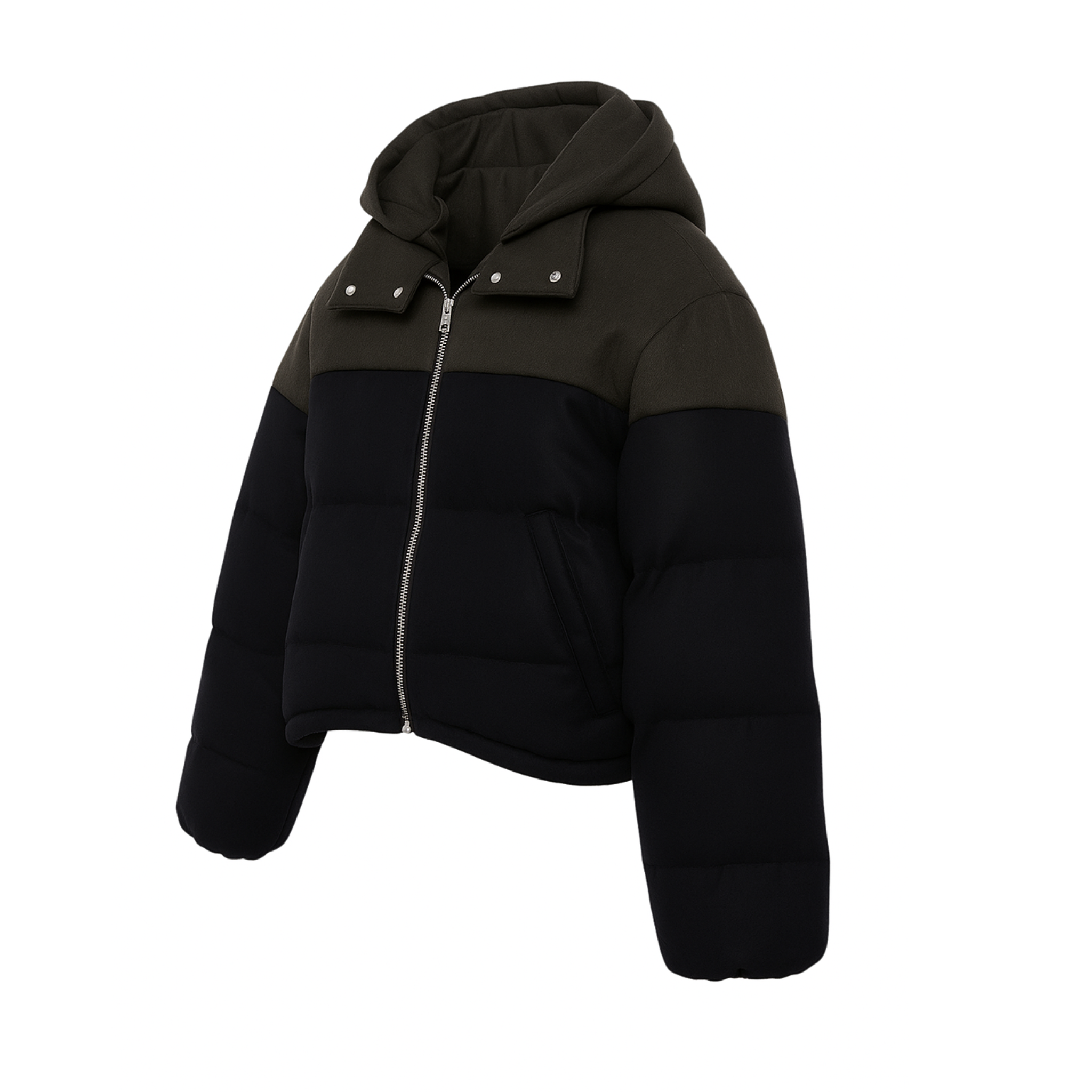 Tailory black cropped padded puffer jacket side view