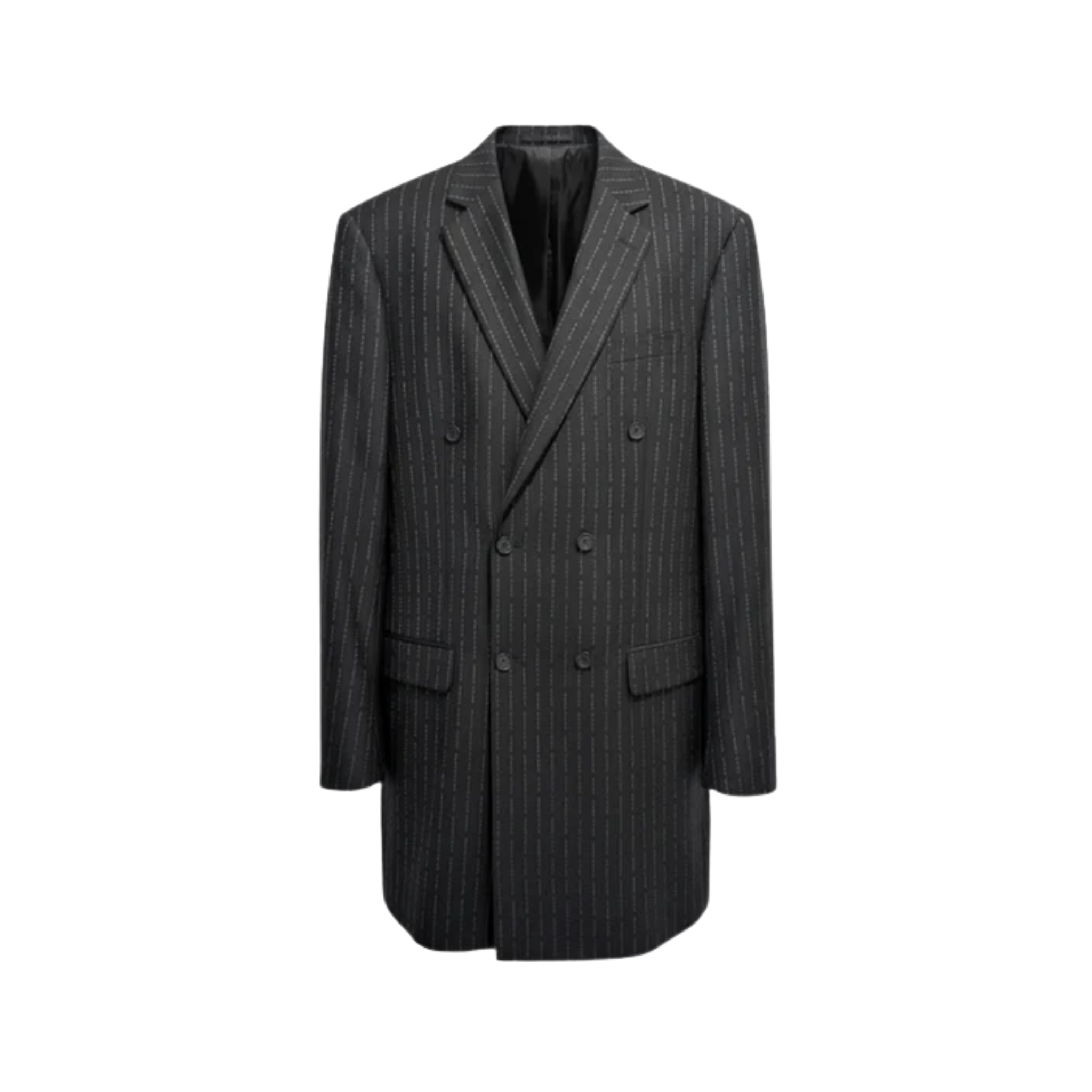 Tailory charcoal pinstripe structured double-breasted jacket front view