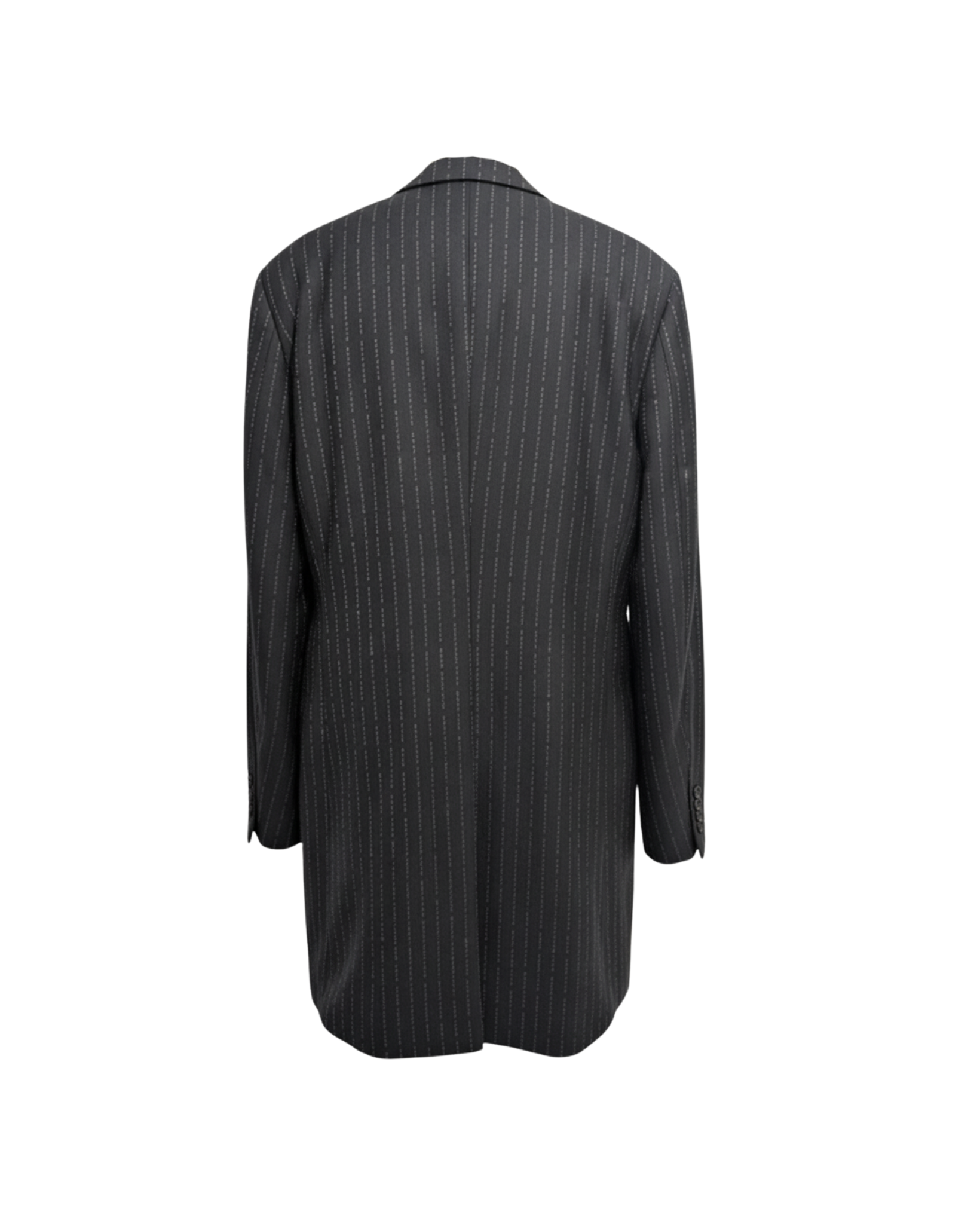 Tailory charcoal pinstripe structured double-breasted jacket side view