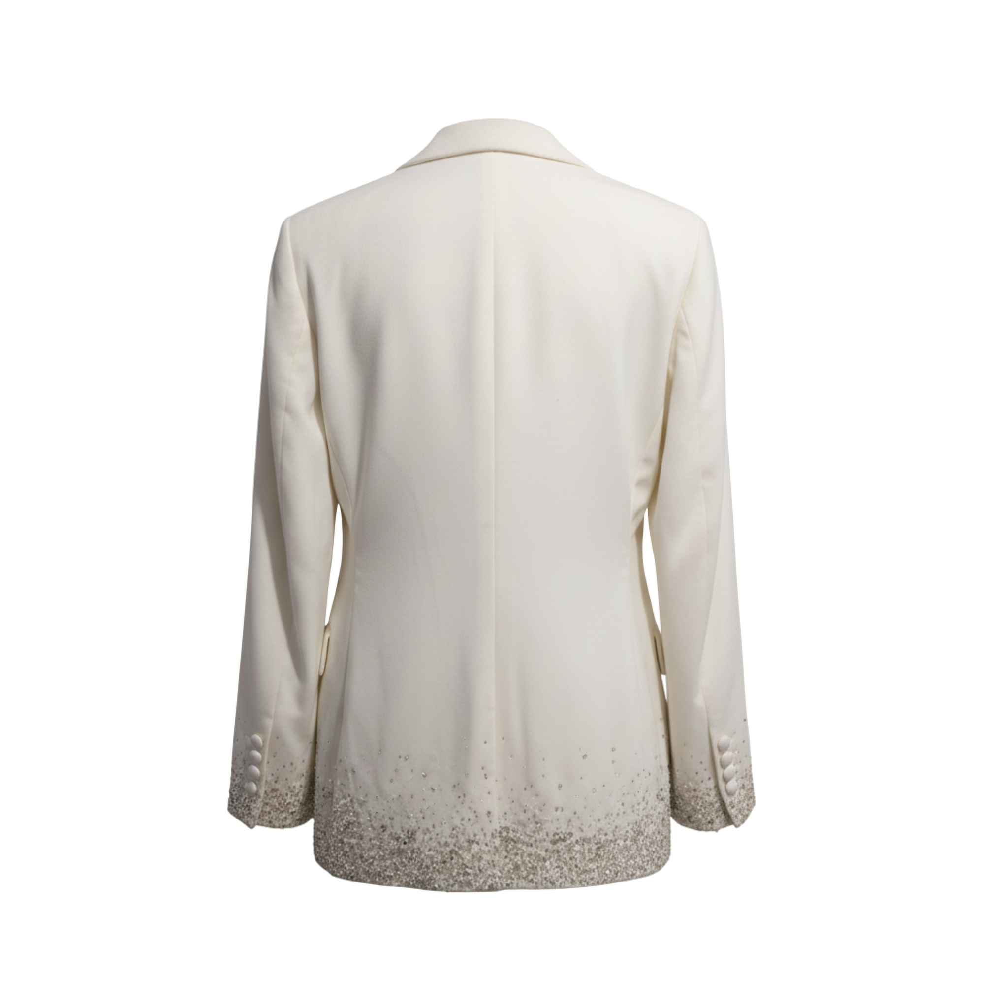 Tailory white velvet embellished evening jacket back view