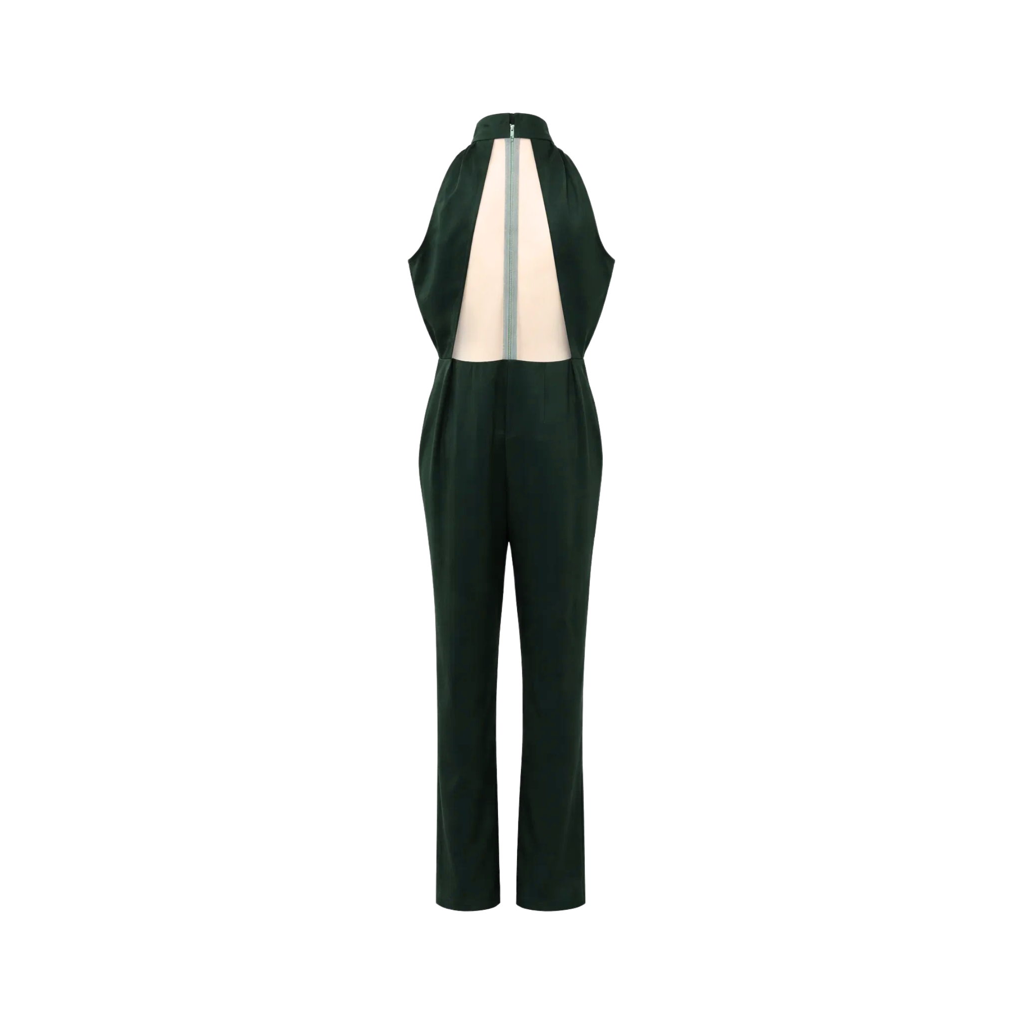 Tailory_Jumpsuit_ForestGreen_Halter_BackView