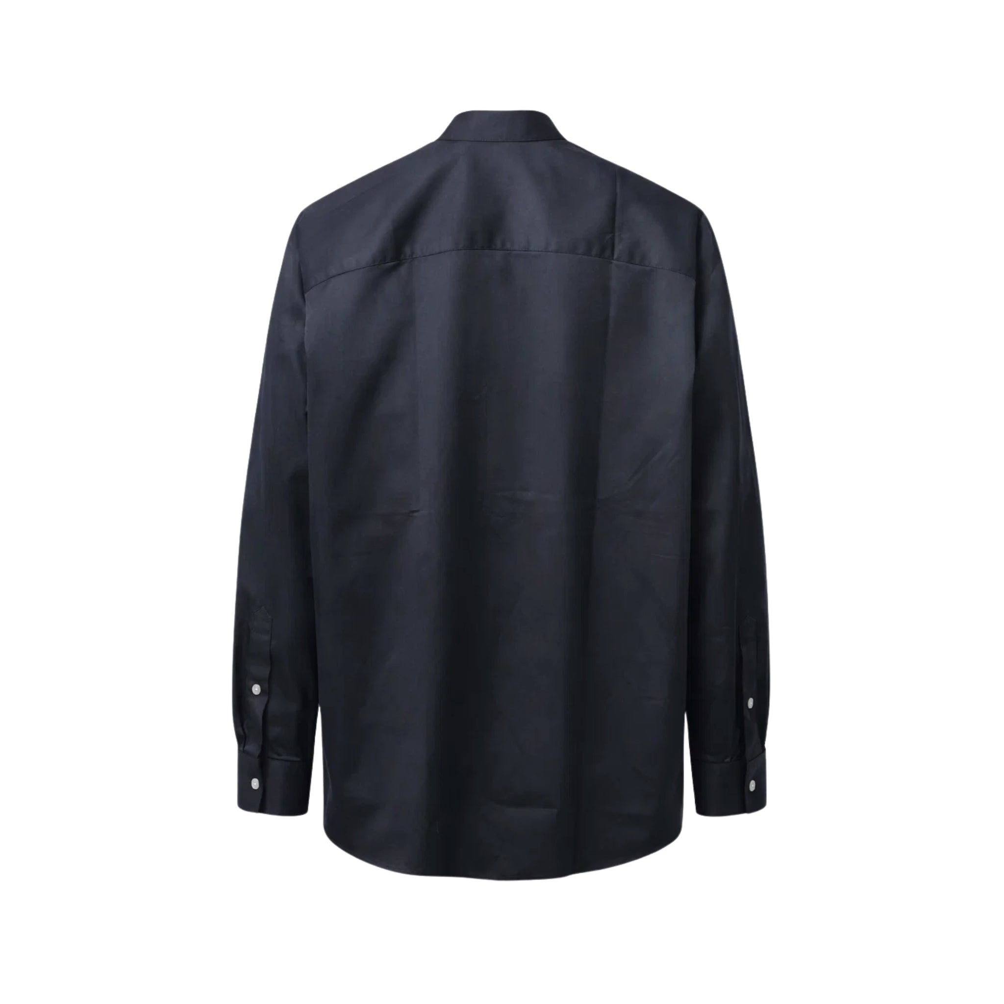 Tailory blue mandarin collar button-up shirt back view