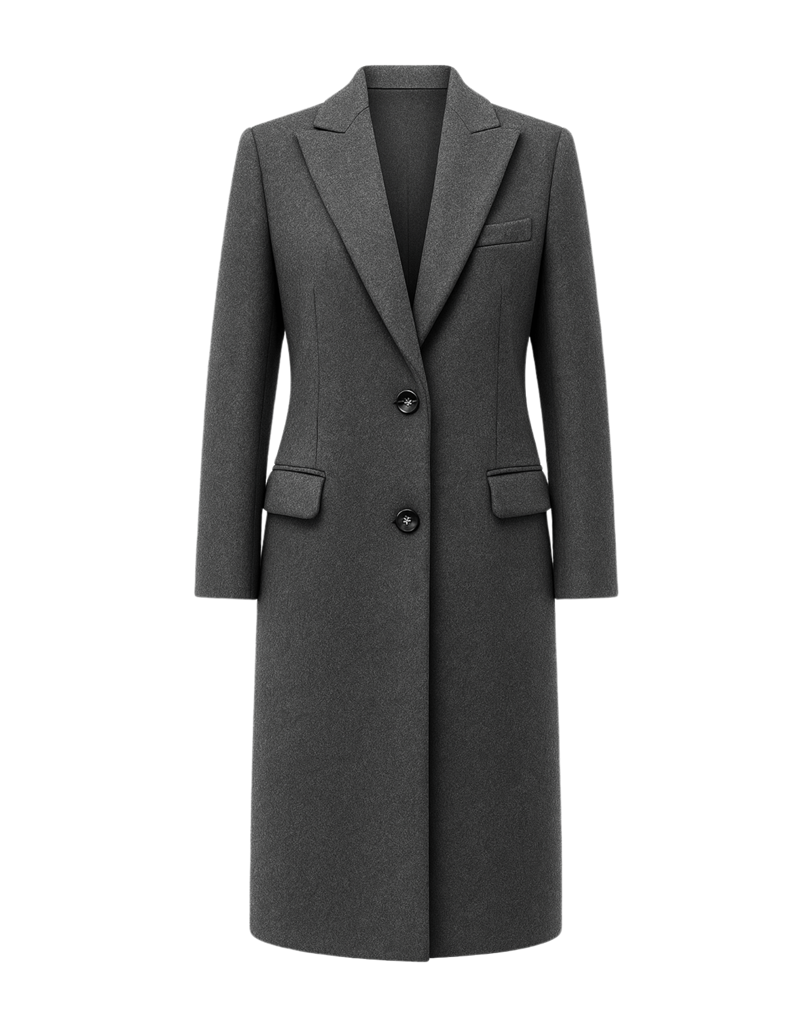 Tailory charcoal gray cashmere–alpaca overcoat front view