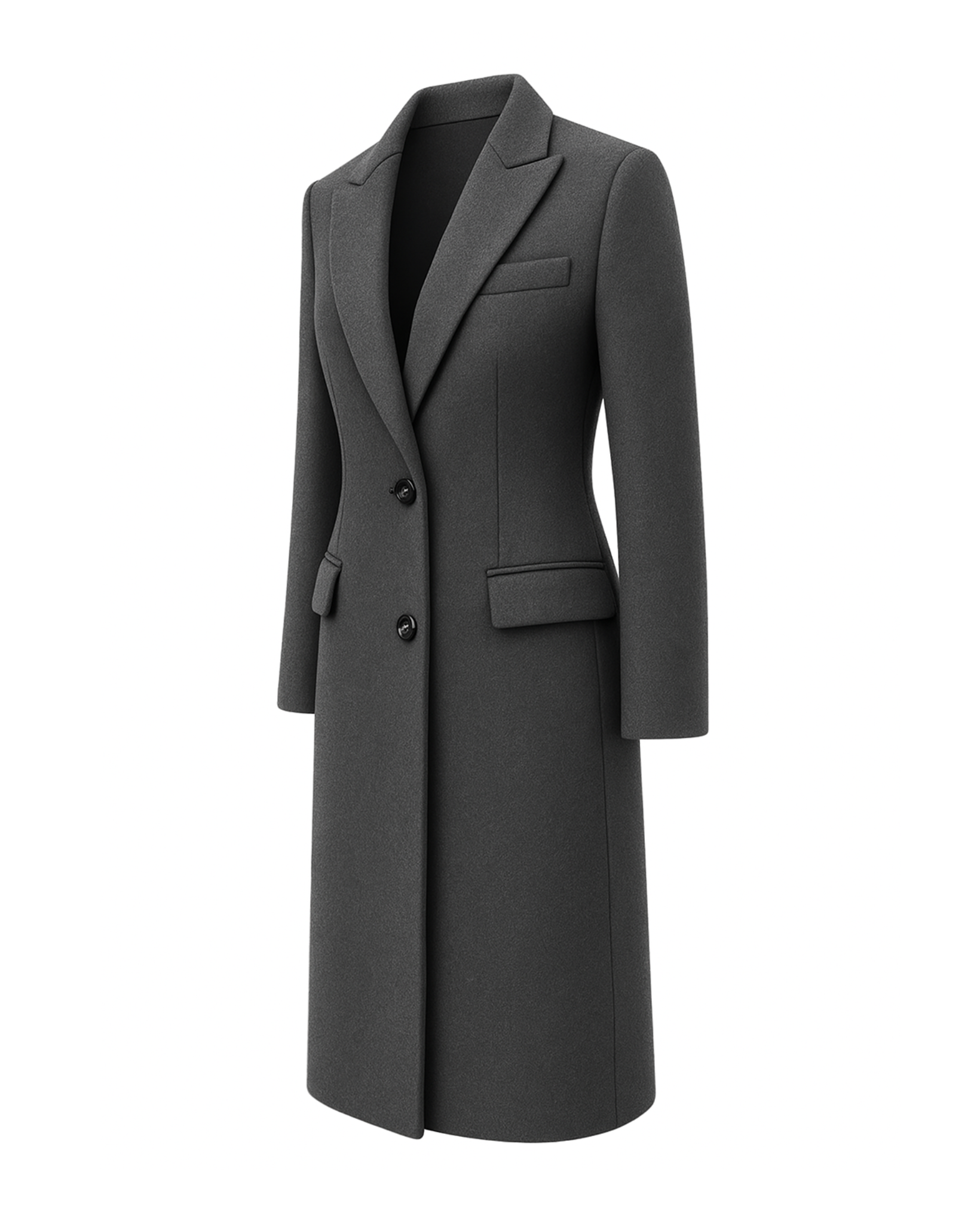 Tailory charcoal gray cashmere–alpaca overcoat side view