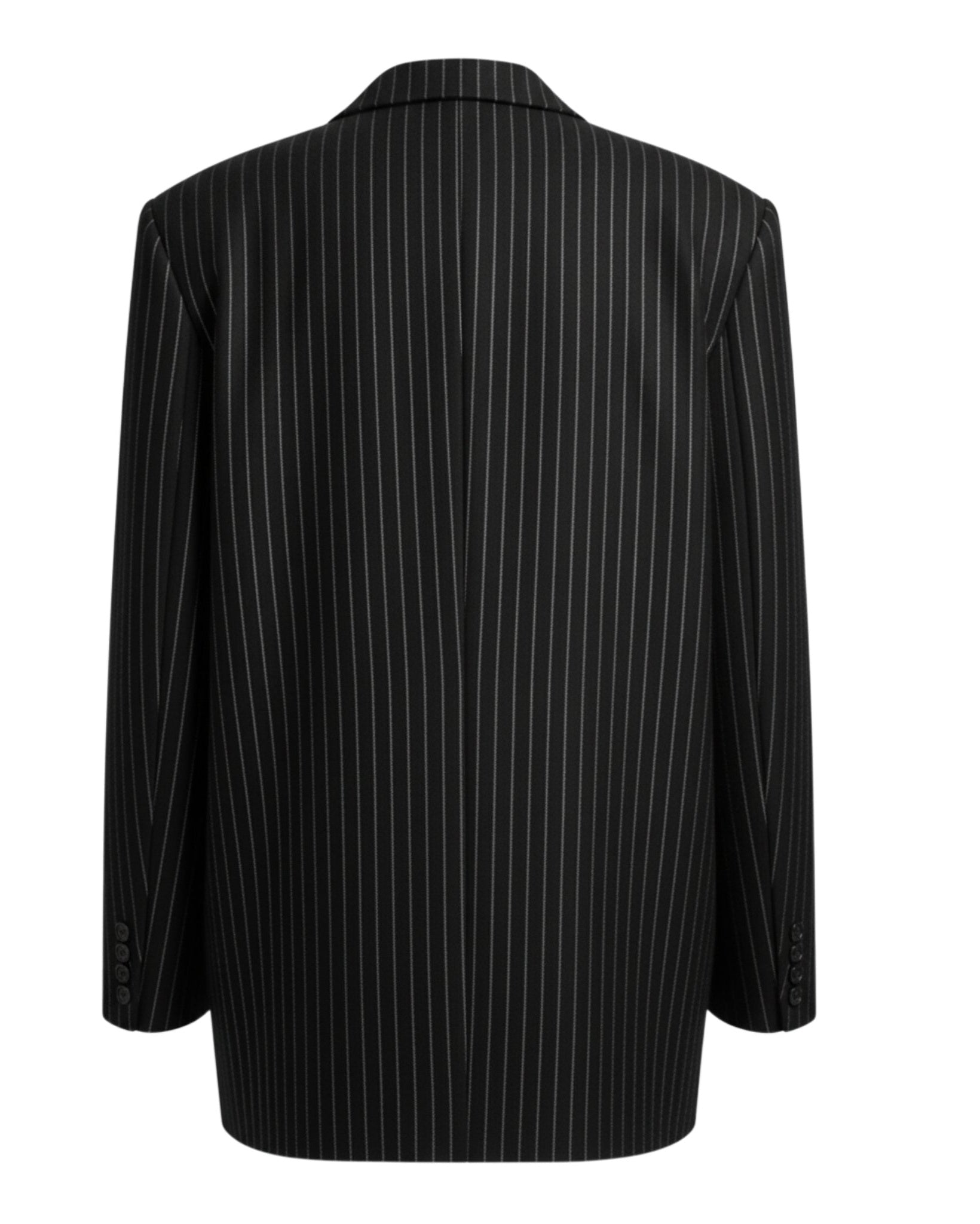 Tailory black white pinstripe oversized blazer back view
